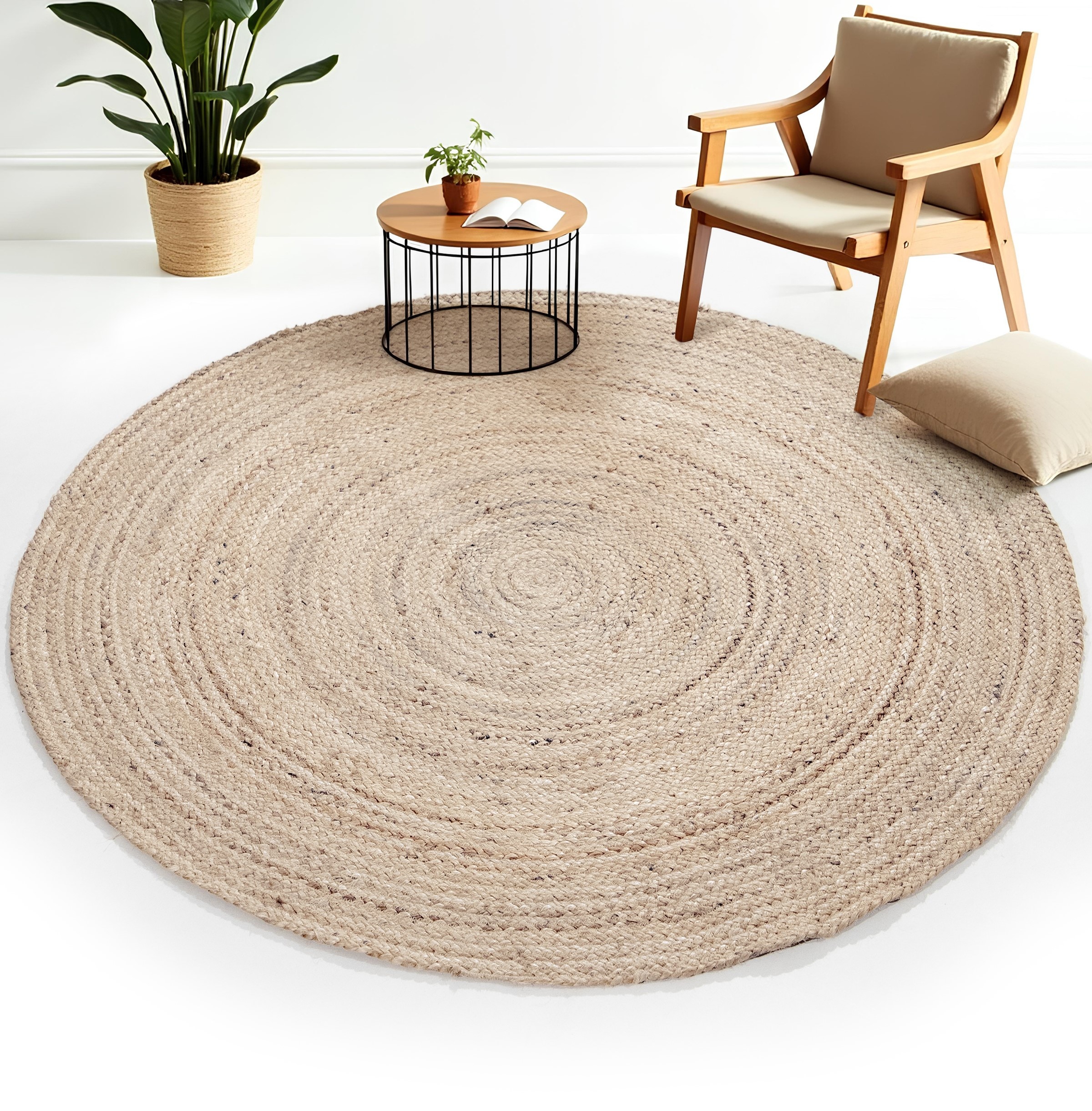 carpetfine Teppich »Nele Juteteppich Naturfaser«, rund, 6 mm Höhe, geflochtener Wendeteppich aus 100%Jute, in rund und oval, viele Größen