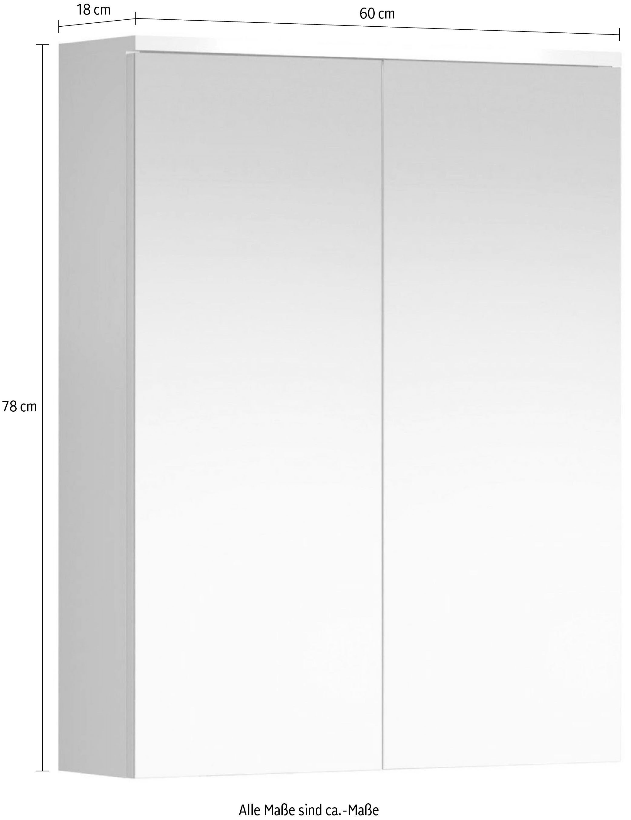 60cm Badmöbel Spiegelschrank mit Spiegelglastüren, BAUR kaufen »Prag«, St.), | welltime zwei Breite (1