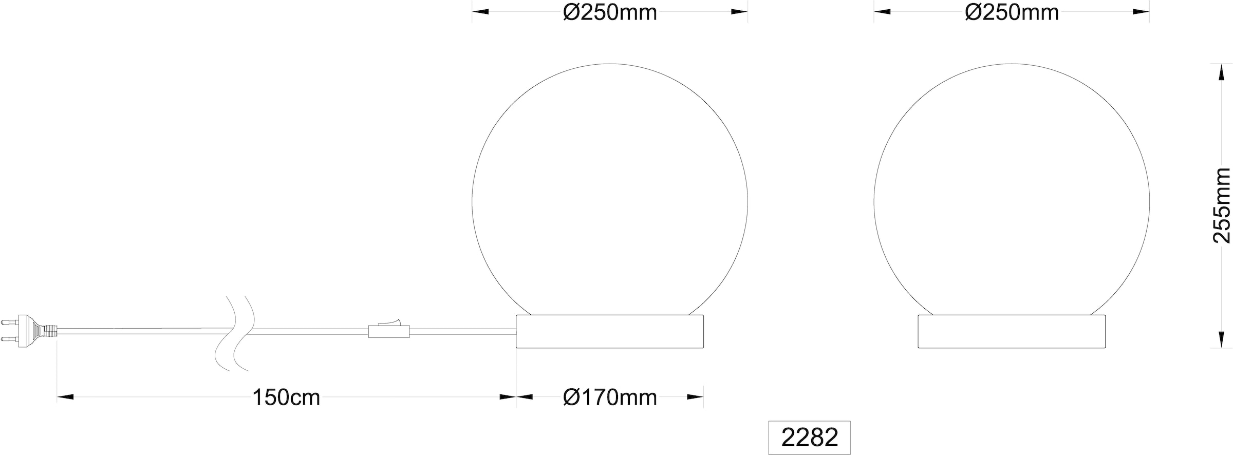 GLOBO LIGHTING Tischleuchte »NORTA«, Leuchtmittel E27 | ohne Leuchtmittel, Tischlampe/Schlafzimmer/Wohnzimmer/Glas opal