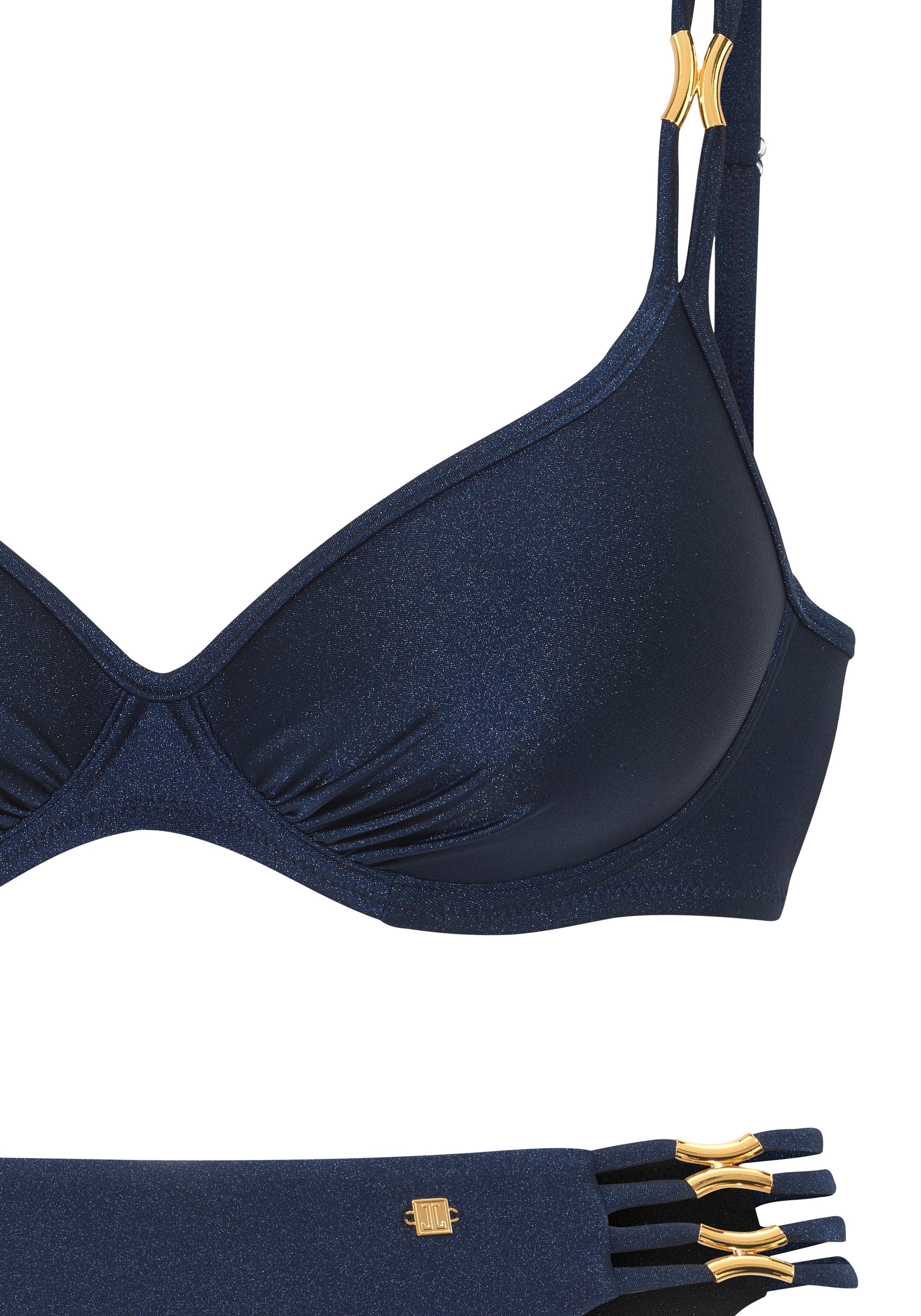 Thumbnail - JETTE Bügel-Bikini "Giulia" mit goldfarbener Glanzbeschichtung und Accessoires