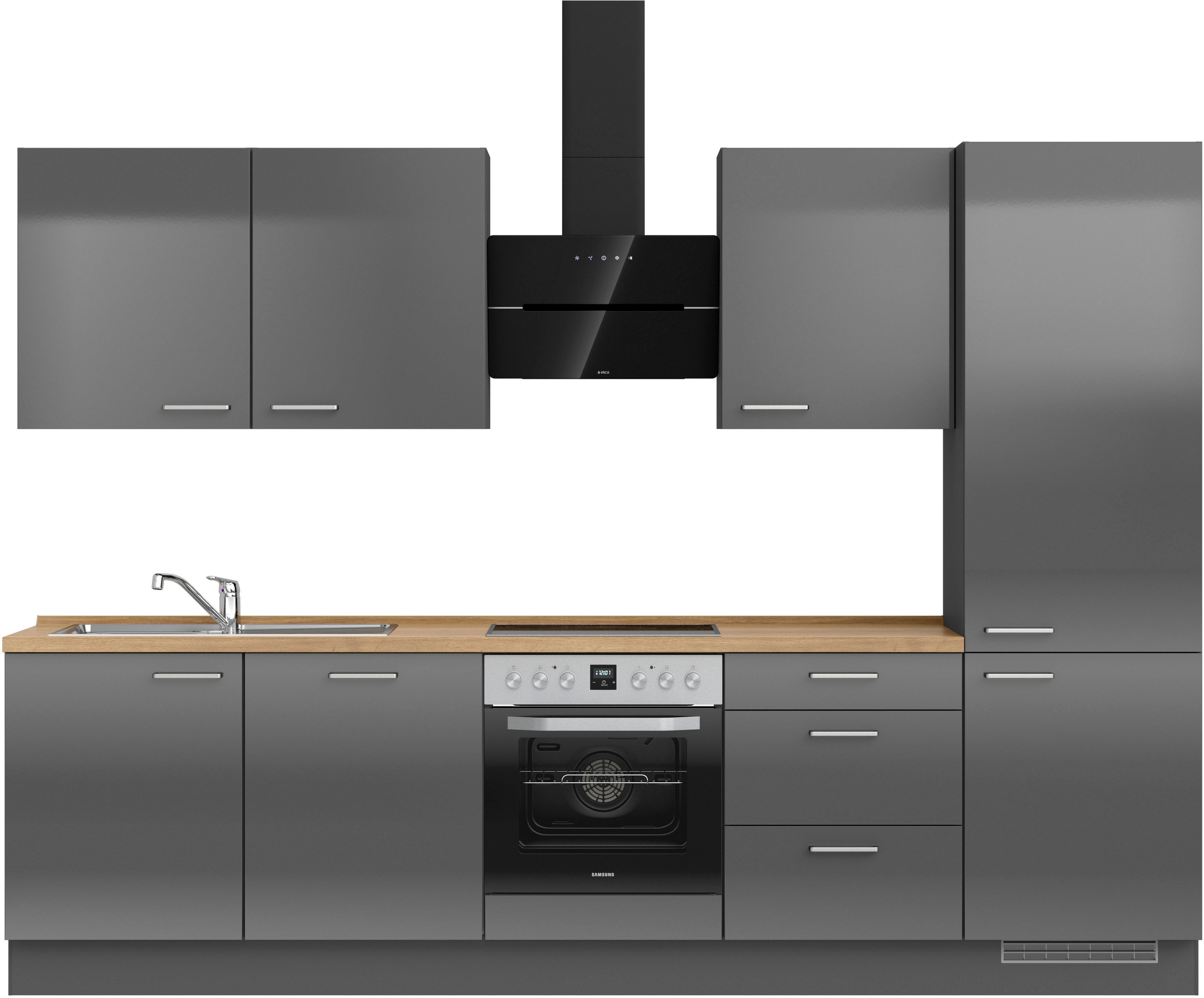 nobilia® Küchenzeile »"Flash premium"«, vormontiert, Ausrichtung wählbar, Breite 300 cm, mit E-Geräten