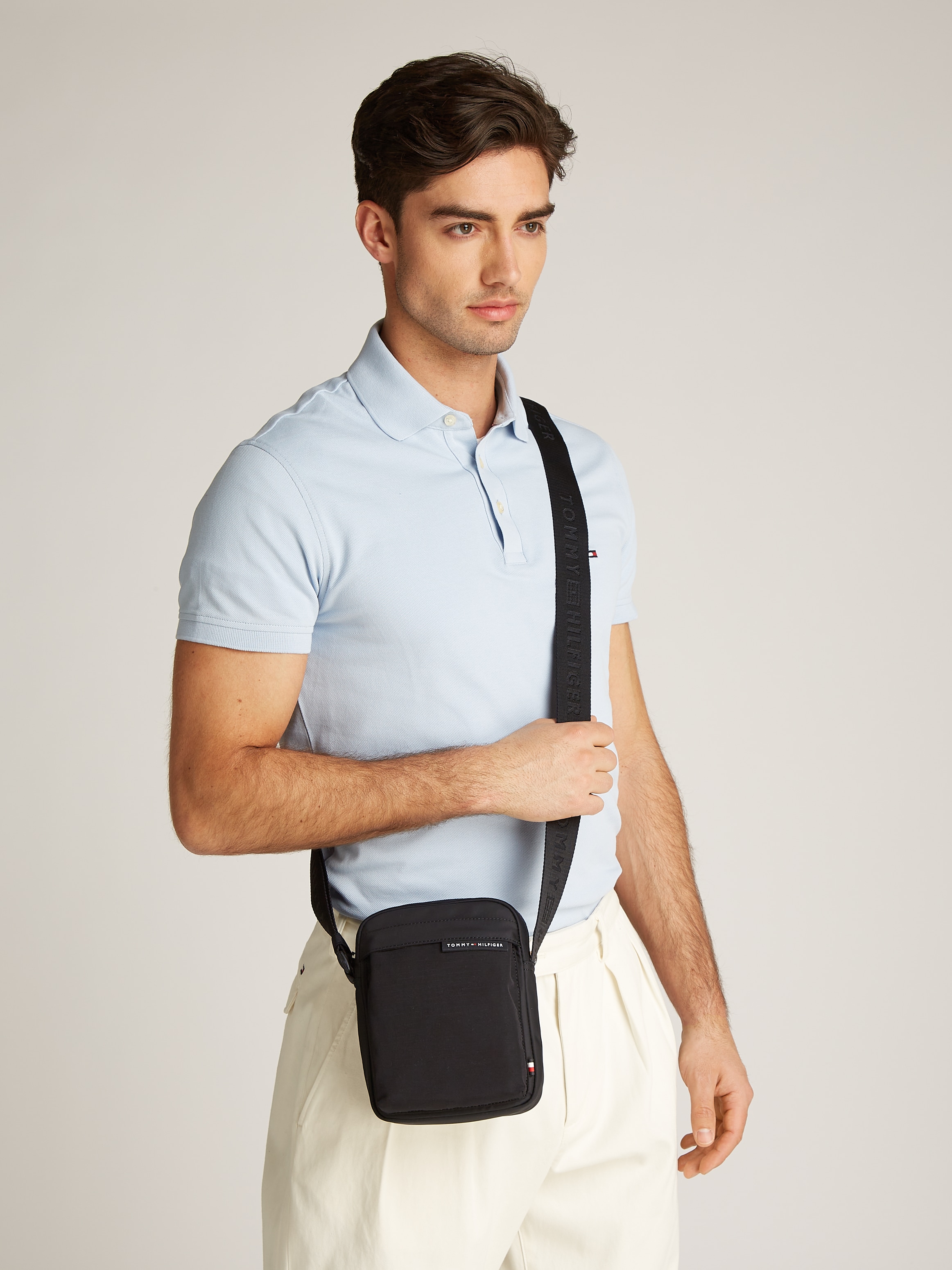 Tommy Hilfiger Umhängetasche »TH ELEMENT REPREVE MINI REPORTER«, Men Umhängetasche, Schultertasche, Handytasche mit Logoschriftzug