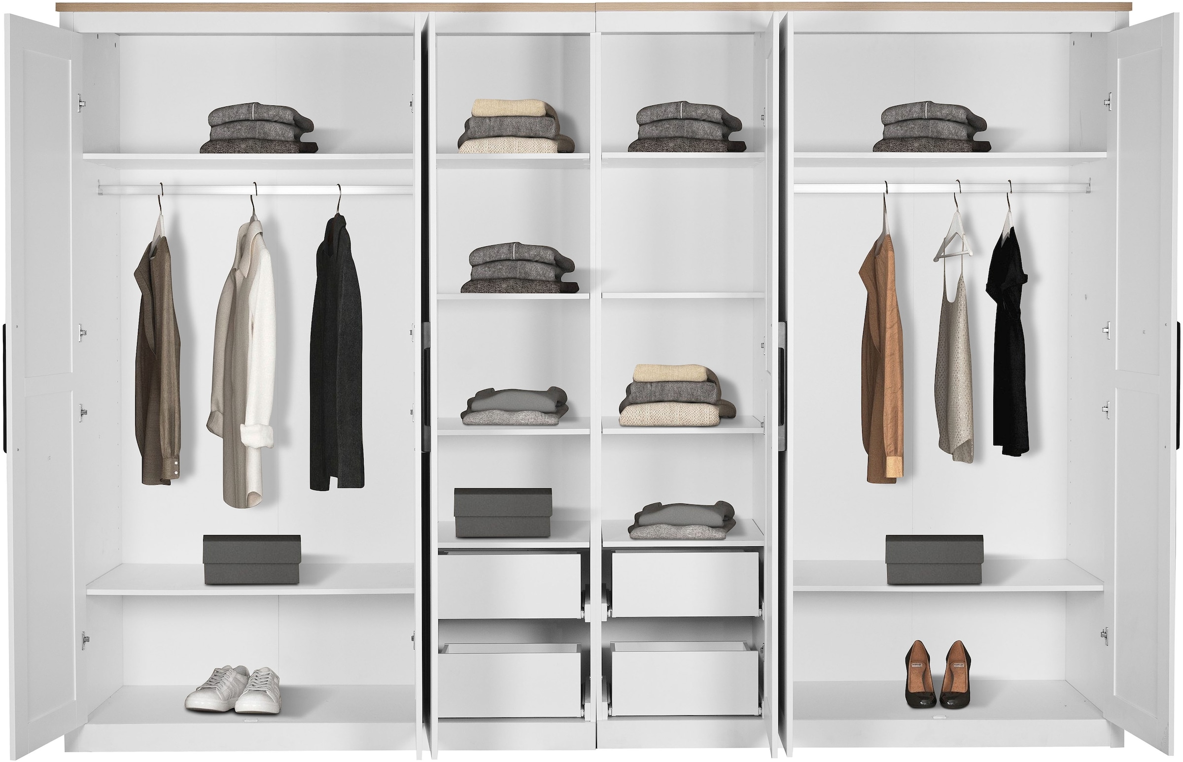 OTTO home Kleiderschrank »Büsum Schlafzimmer Schrank Otto´s Choice mit 6 Softclose Türen« stabile robuste Bauweise mit optimaler Aufteilung  - Breite 3m,  Schlafzimmerschrank Landhaus Design Garderobe Schrank Bestseller