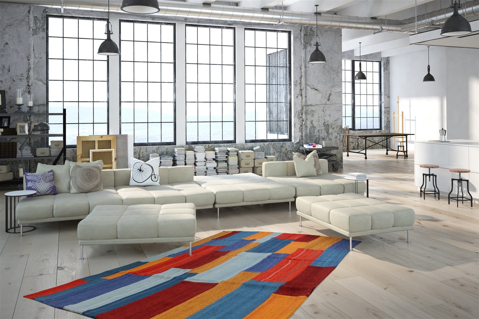 Kayoom Teppich »Radical 335«, rechteckig, 15 mm Höhe, Handgewebter Jacquard Kilim, hochwertige Materialmischung.