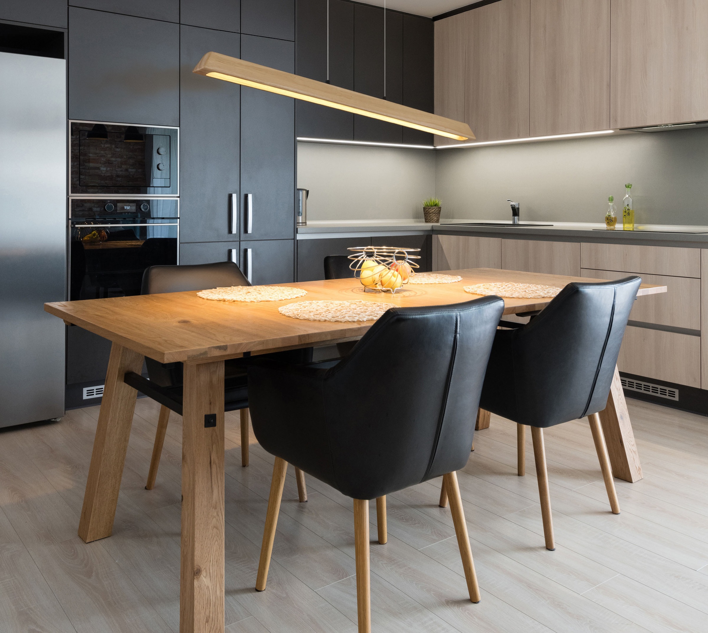 GLOBO LIGHTING Hängeleuchte »MELBA« LED-Modul 1 Stk. Schwarz Holz Hängeleuchte Touchdimmer LED CCT, höhenverstellbar