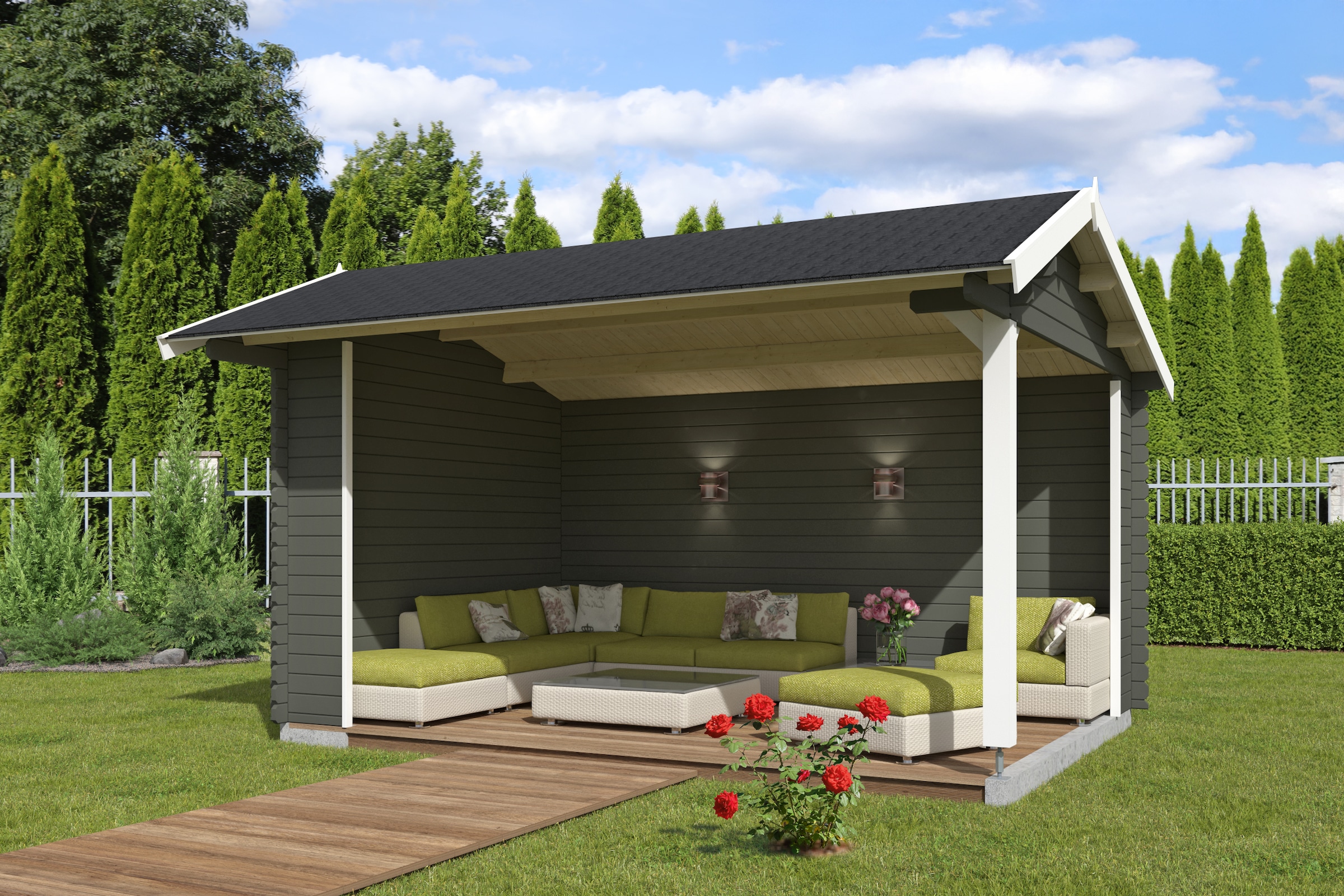 Nordic Holz Gartenhaus "San Diego", (Unterstand inkl. Rückwand) günstig online kaufen