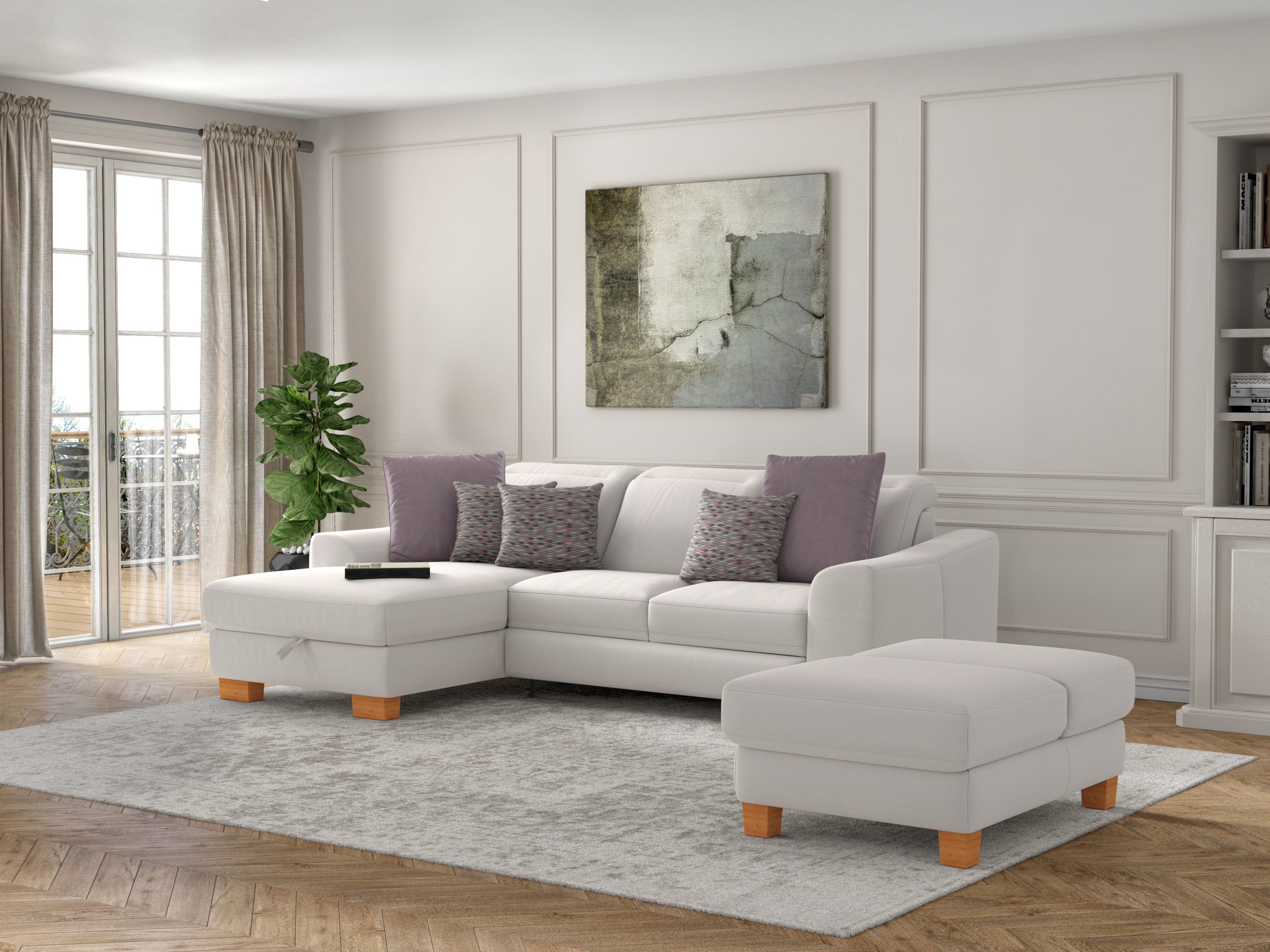 sit&more Ecksofa "Dundee L-Form" mit Federkern und Massivholzfüßen, wahlweise mit Kopfteilverstellung