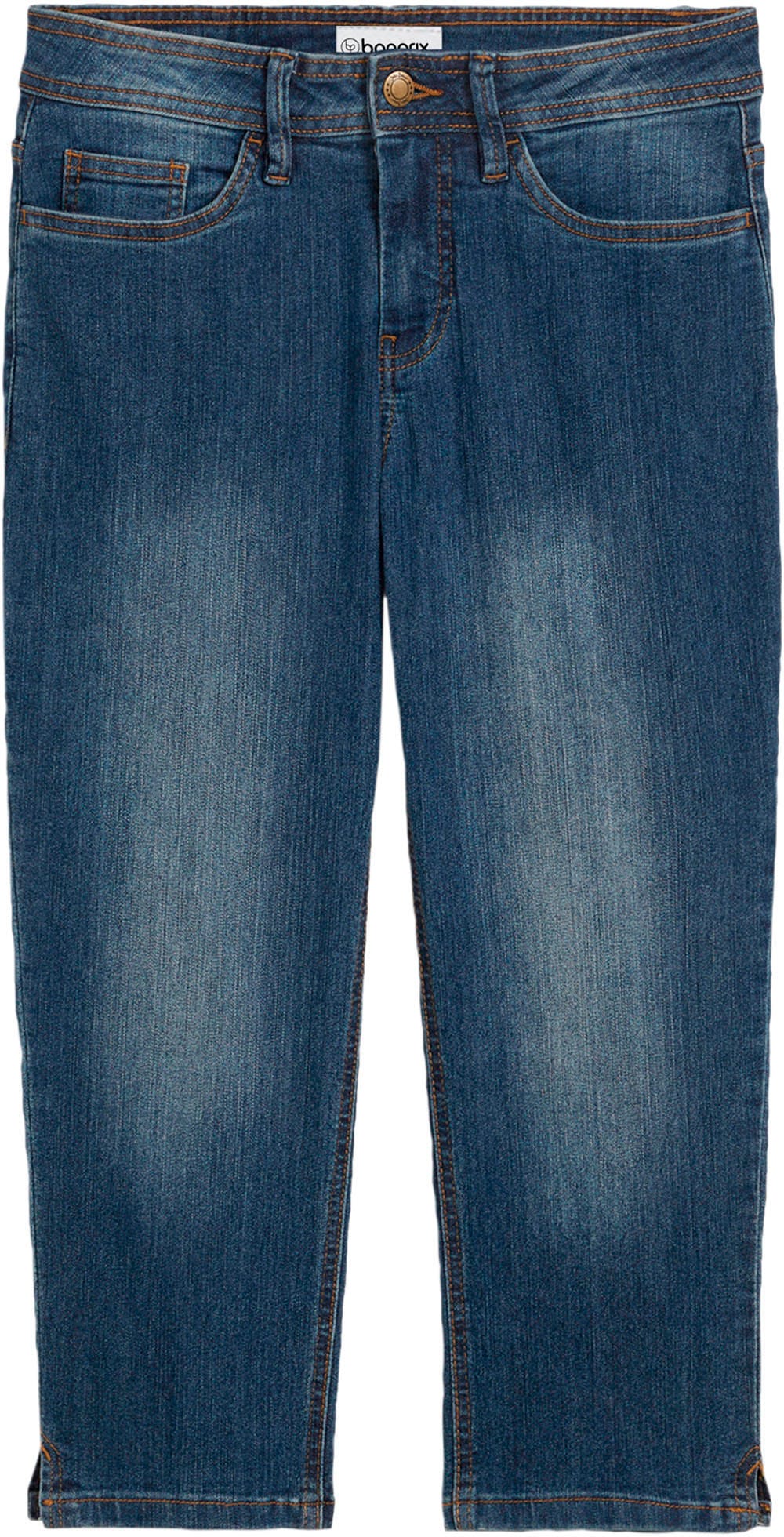 bonprix Caprijeans »Slim Fit Jeans Mid Waist, cropped« 3/4-Capri-Look, Five-Pocket Style, Regular Fit, schmale Beinform