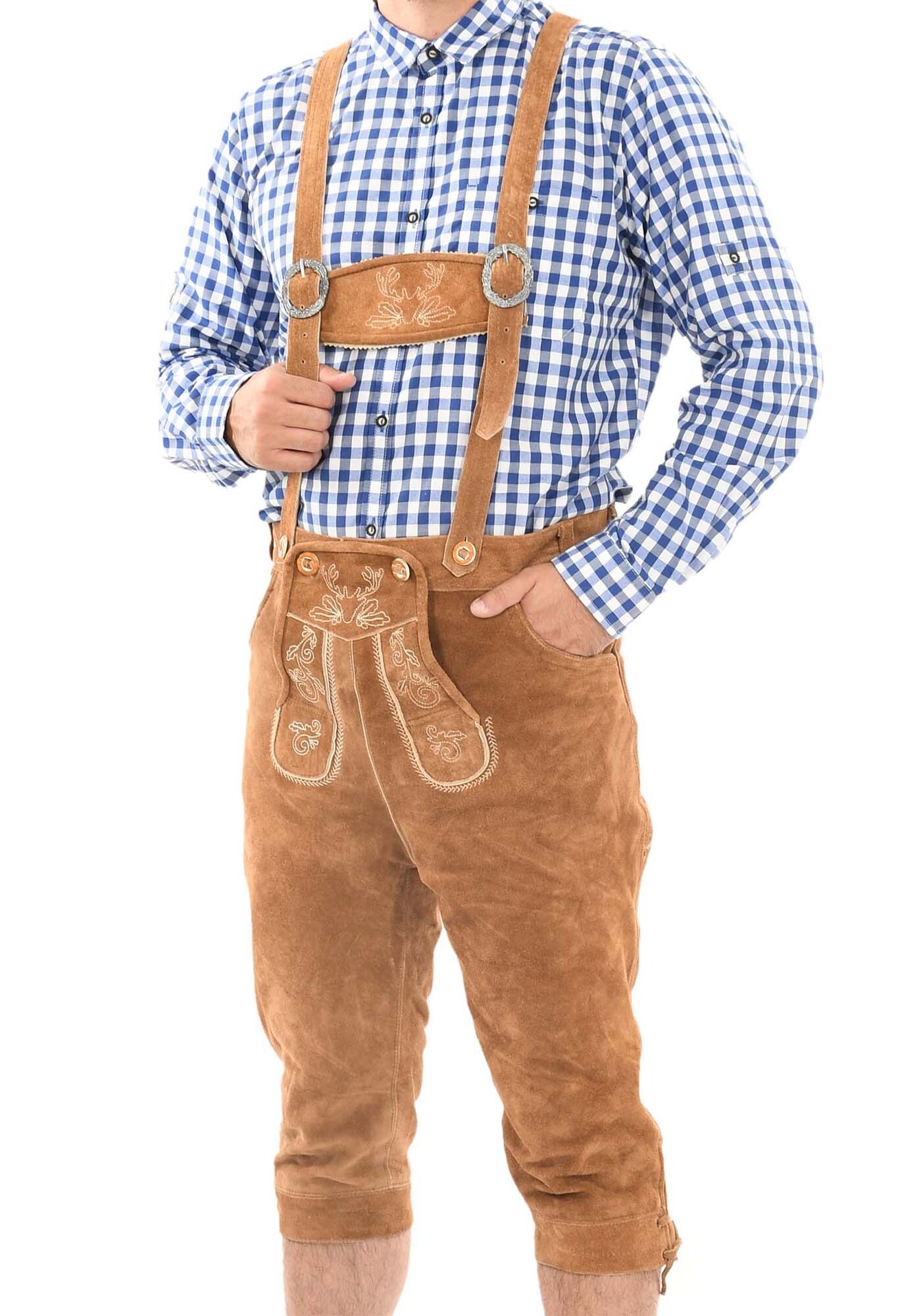 Alessandro Salvarini Trachtenlederhose »ASSeppl«, Lederhose aus Echtleder mit Träger im traditionellen Stil