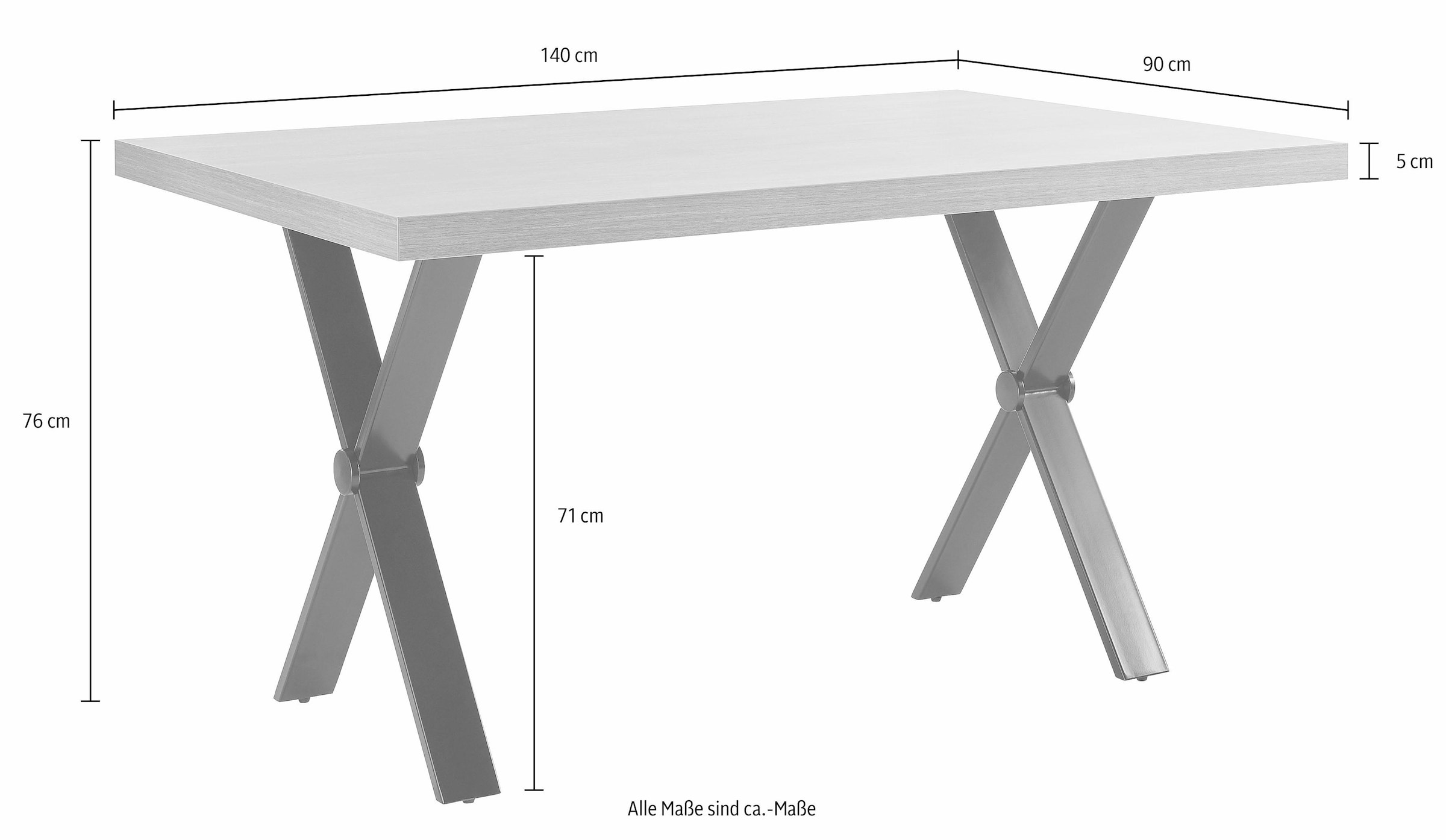 Homexperts Esstisch »COLT«, Breite 140 oder 160 cm, Eicheoptik, X-Gestell