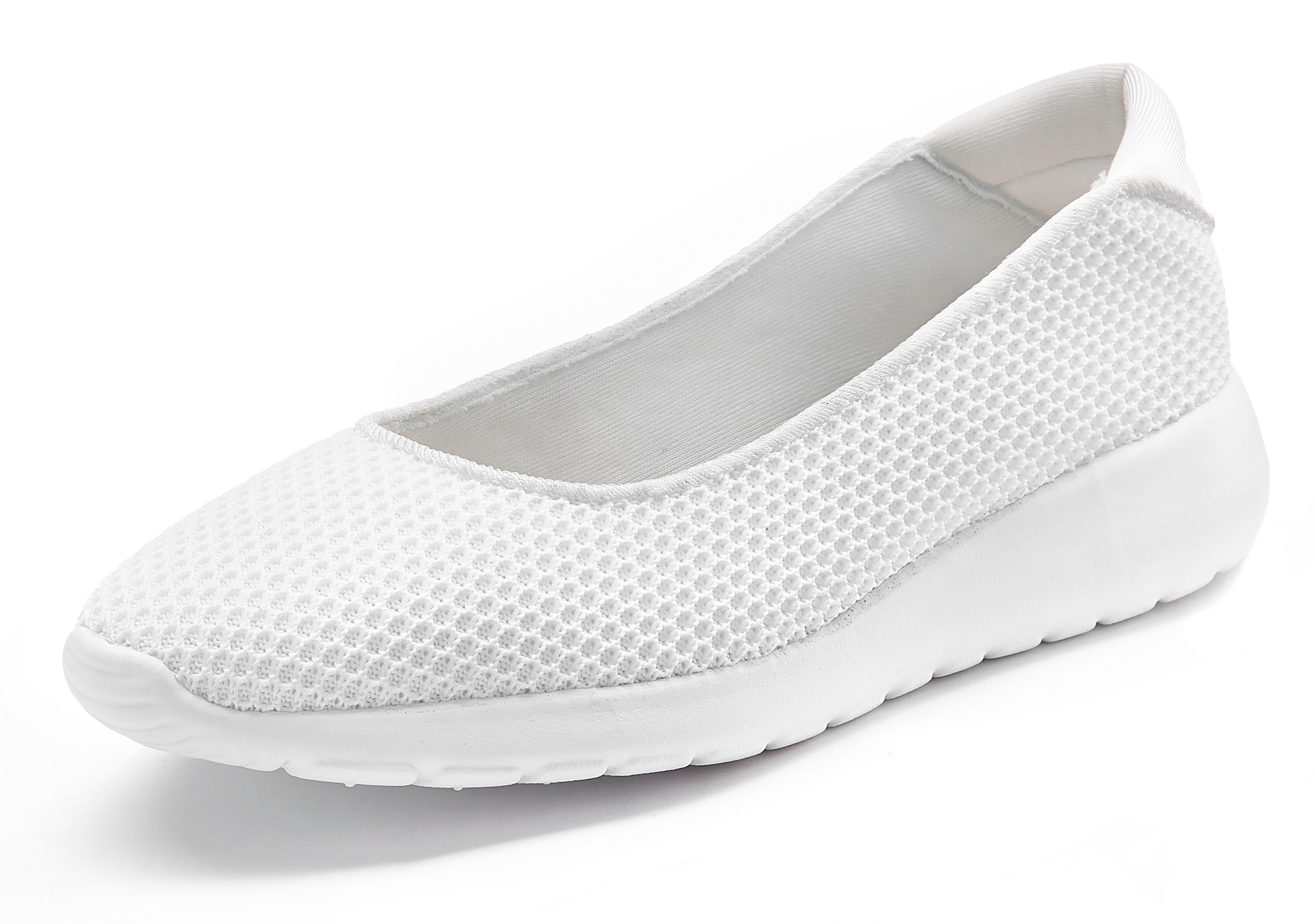 Ballerina LASCANA "Freizeitschuh, Slipper, Halbschuh, Slip-On-Sneaker", Damen, Gr. 37, weiß, Obermaterial: 100% Textilmaterial. Decksohle: 100% Textilmaterial. Futter: 100% Textilmaterial. Laufsohle: 100% Synthetik, unifarben, Schuhe Ballerina, zum Reinsc 2