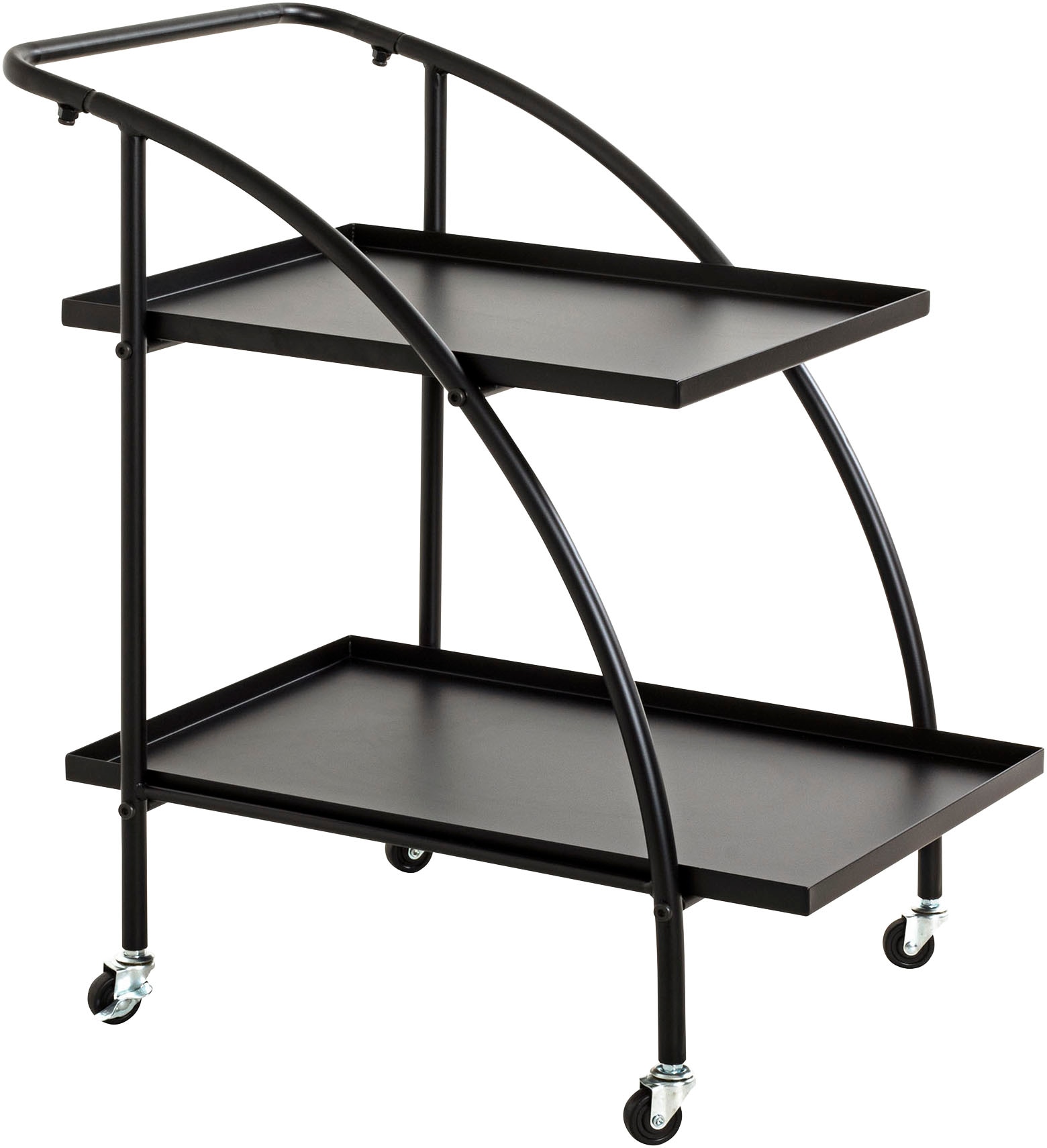 HAKU Servierwagen "Dinett, Kaffeetisch, Küchenwagen, Serviertisch, Teewagen, Trolley" 1 Stk. tlg. rechteckig - aus Metall Schwarz B/T/H 68/42/71 cm