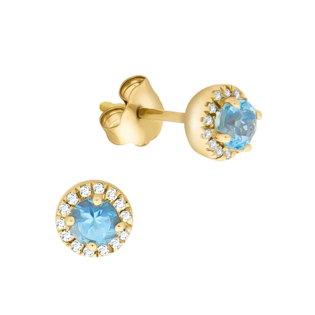 Firetti Paar Ohrstecker »Schmuck Geschenk Gold 375 Ohrschmuck Edelstein Farbstein Topas«, mit Blautopas (beh.) - mit Diamant