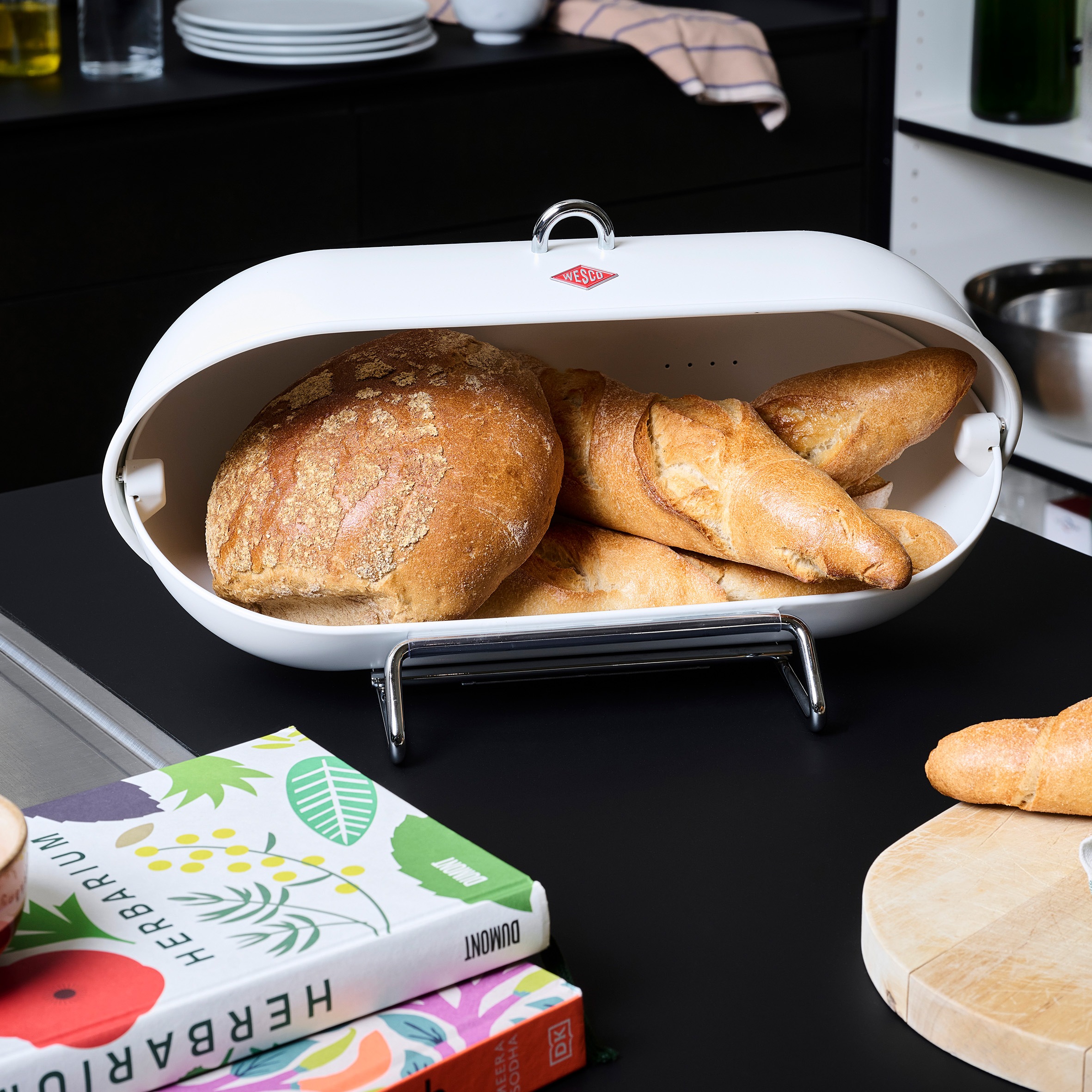 WESCO Brotkasten »Breadboy«, (1 tlg.), klapperfreier Schwenkdeckel / Lüftungslöcher / Griff