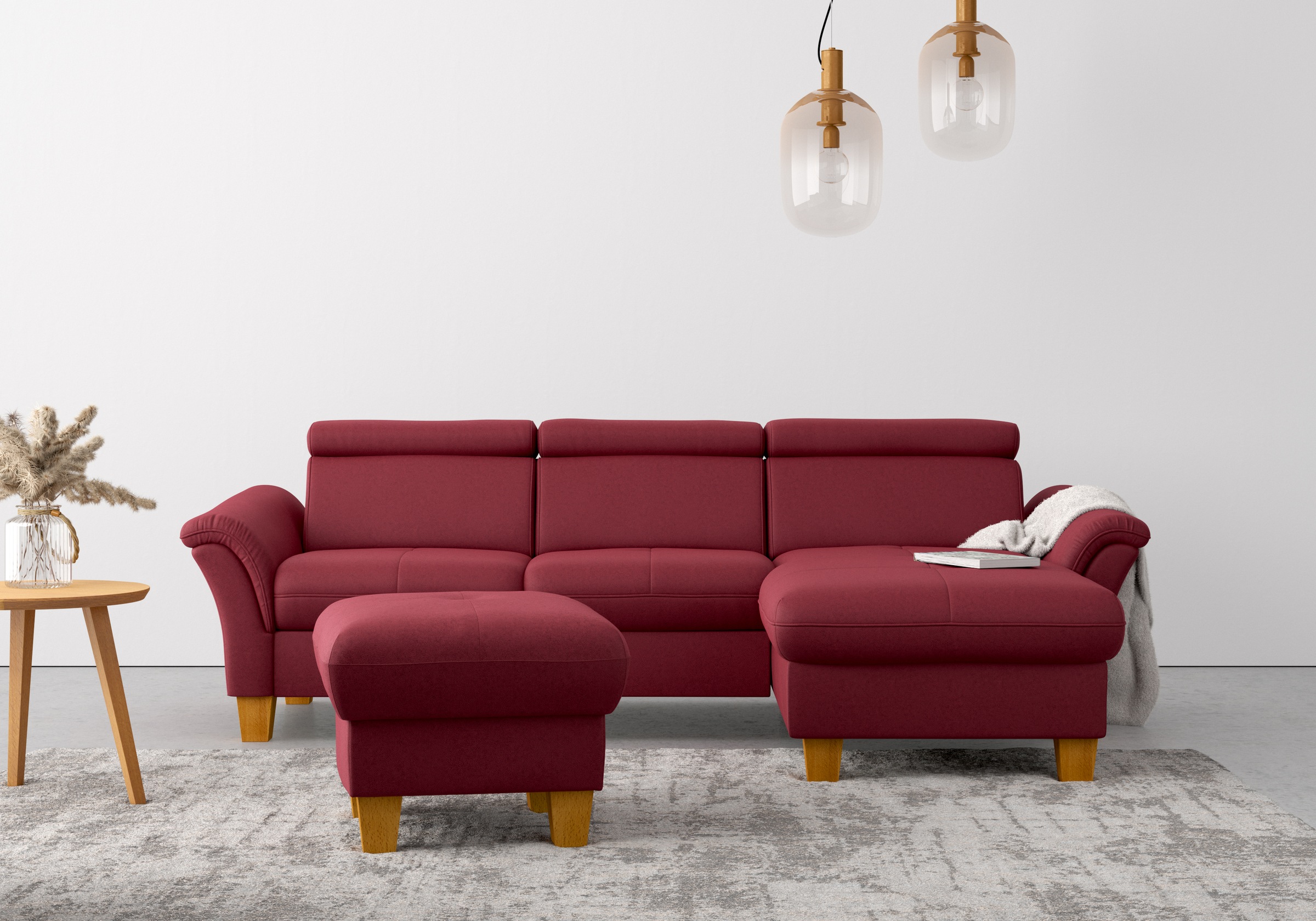 Home affaire "Lindgren L-Form" wahlweise mit Bett mit klappbaren Rollen, Kasten und Kopfverstellung