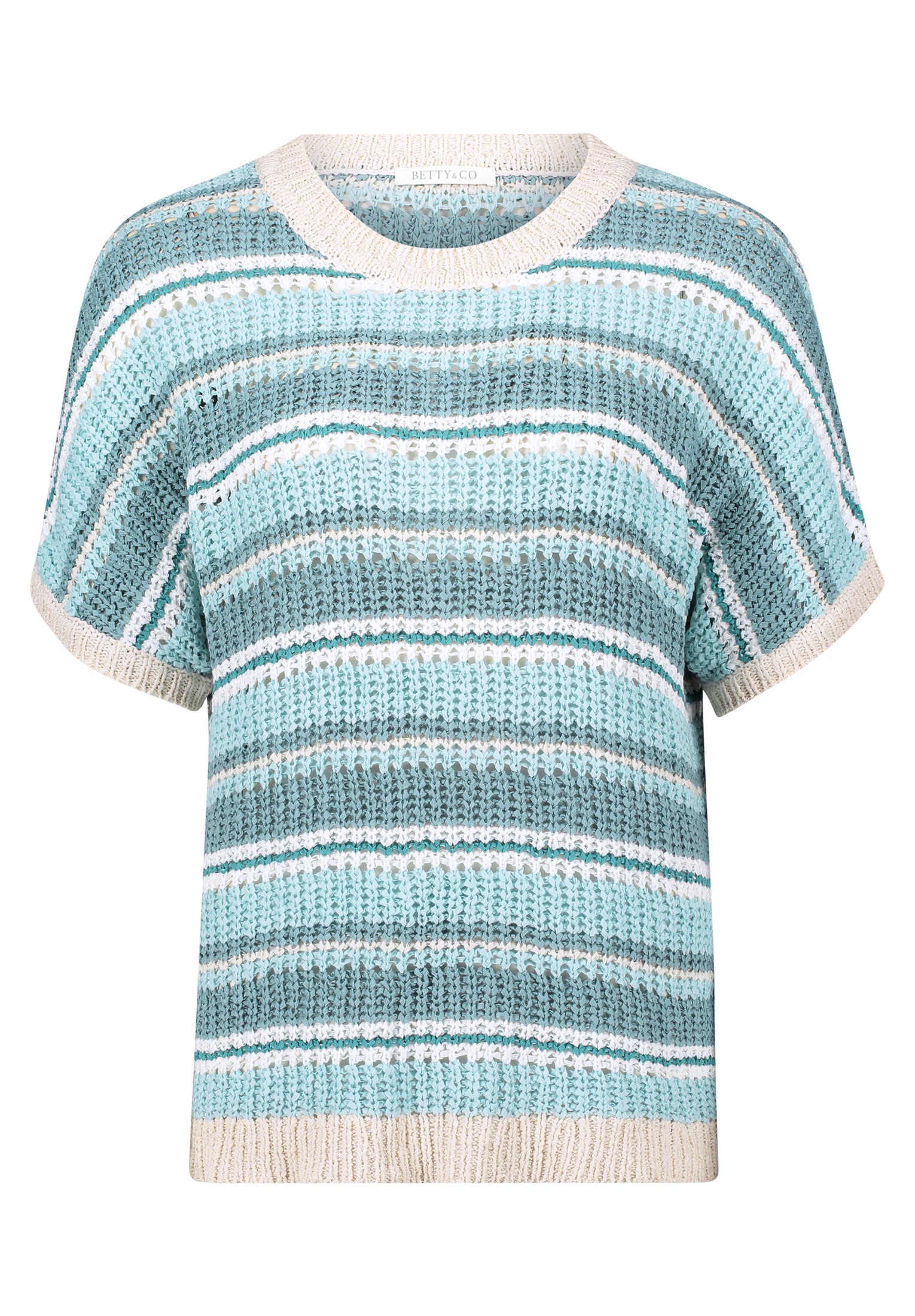 Betty&Co Kurzarmshirt »Betty & Co Strickpullover mit Rundhalsausschnitt«, (1 tlg.), Struktur