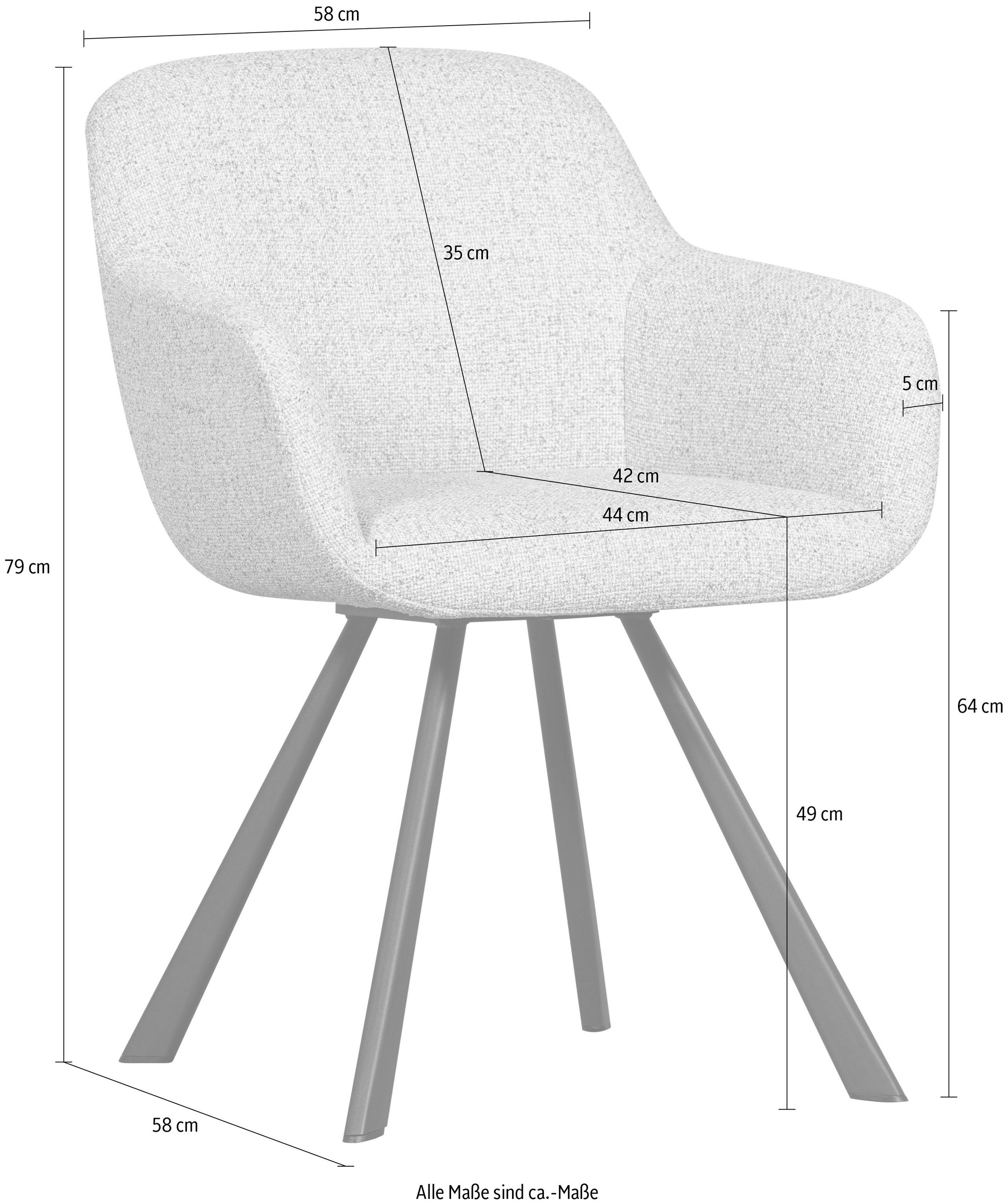 WOOOD Esszimmerstuhl »Juno«, Gestell aus Metall, gepolstert mit weichem Mesh-Stoff, H 79 cm