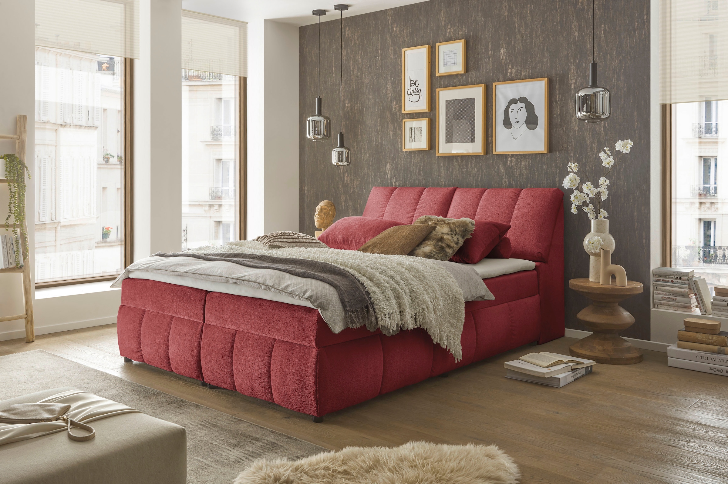 ED EXCITING DESIGN Boxbett »Valencia«, inkl. Bettkasten und Stauraum im Kopfteil