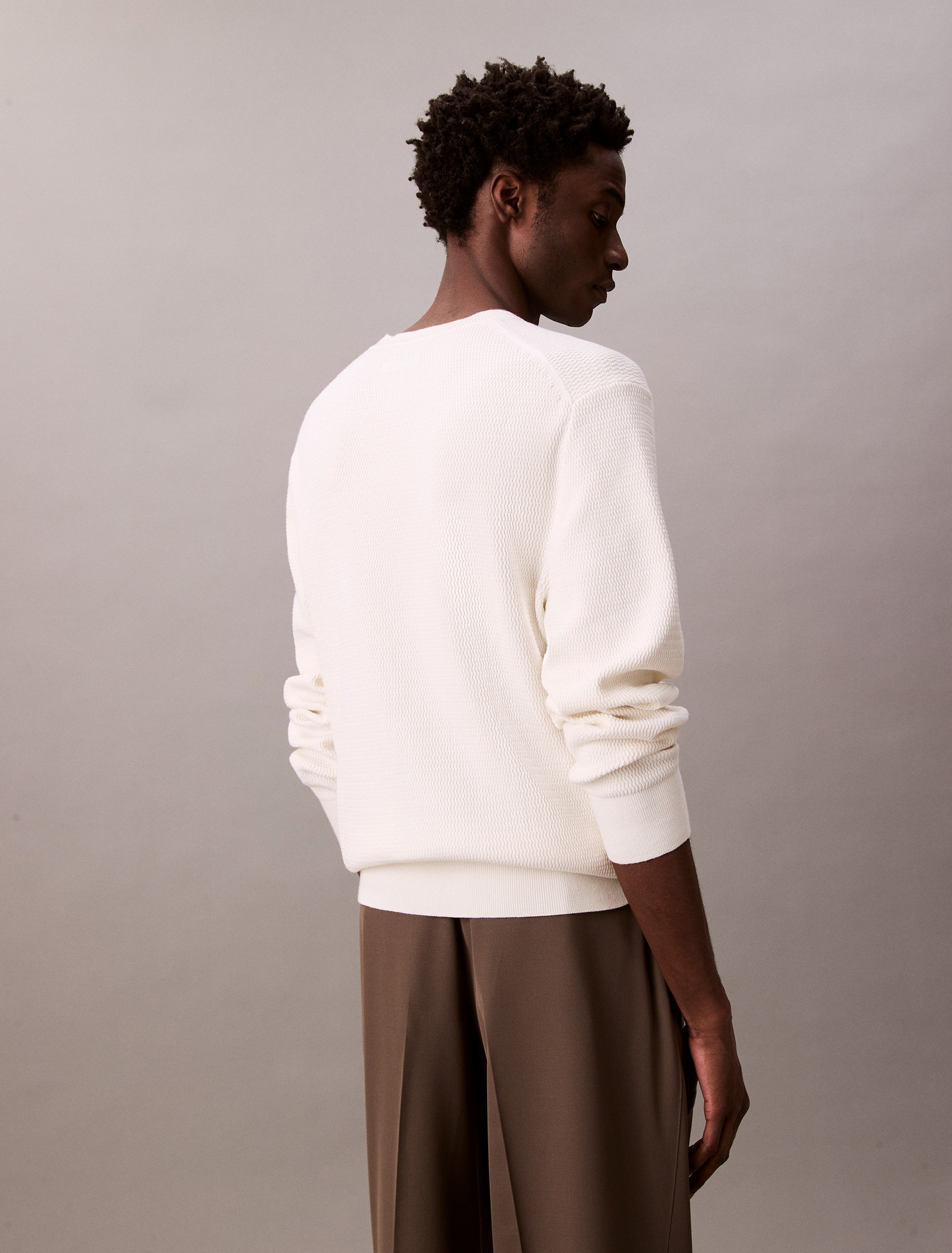 Calvin Klein Strickpullover "LS TXTR CTTN CRWNK S", Mit Rundhalsausschnitt günstig online kaufen
