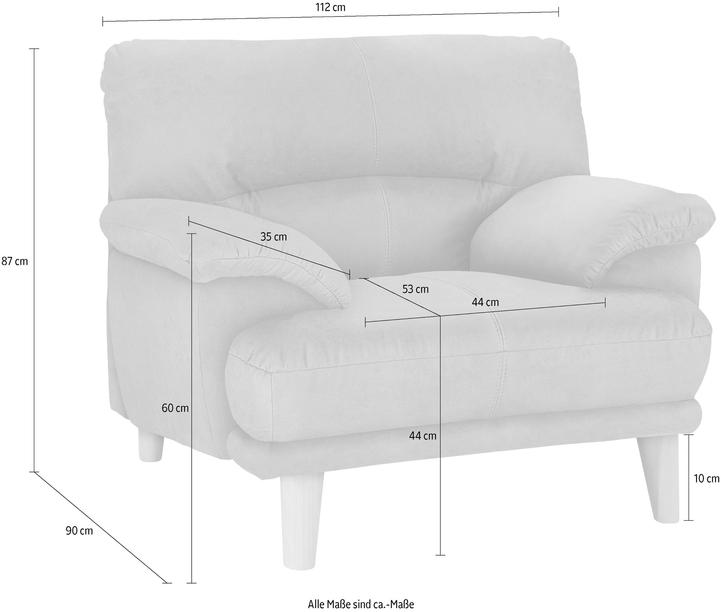 TRENDMANUFAKTUR Sessel »Cecilia, Loungesessel, italienisches Design, bequeme Armlehnen«, aufwendige Rückenverarbeitung für hohen Sitzkomfort, Holzfuß