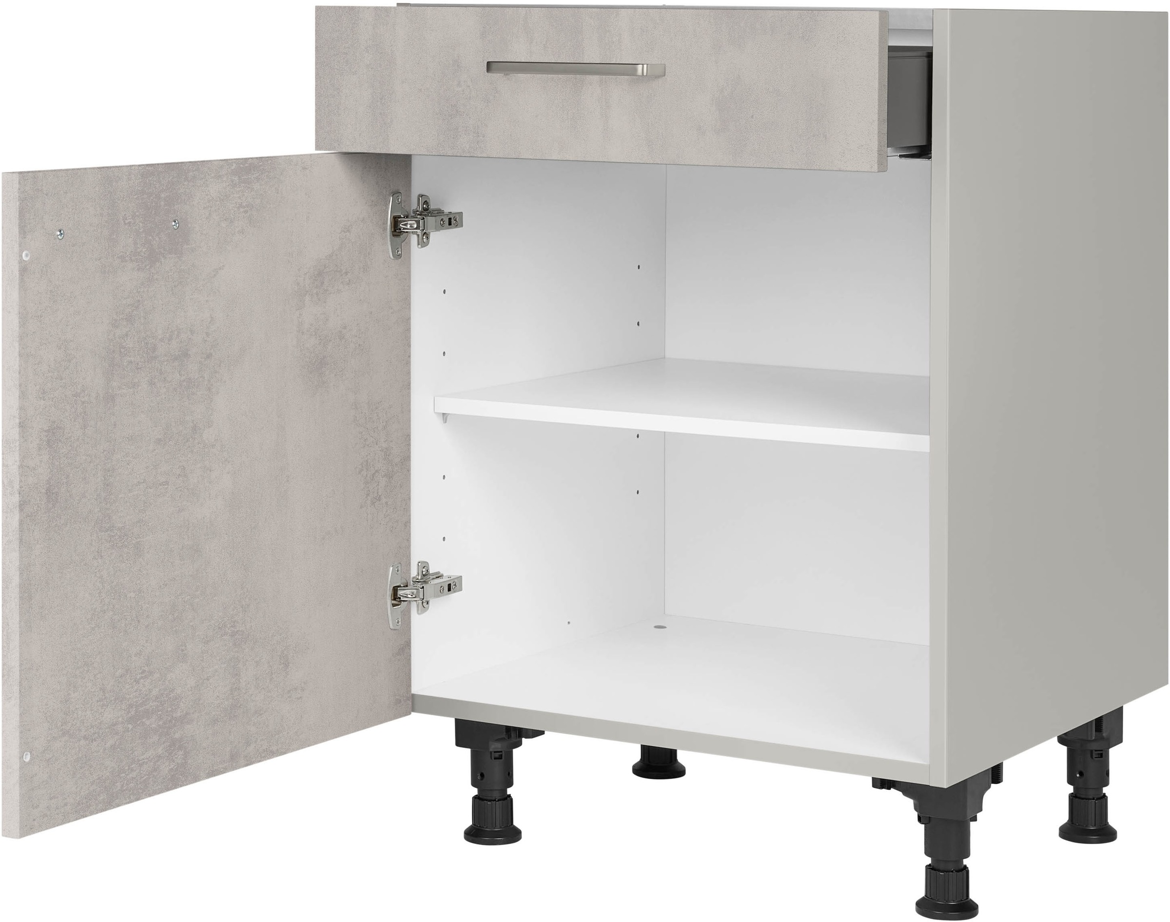 nobilia® Unterschrank »"Riva", Ausrichtung wählbar, vormontiert, in den Breiten 30, 45 und«, 60 cm Breite, mit höhenverstellbaren Sockelfüßen, vormontiert