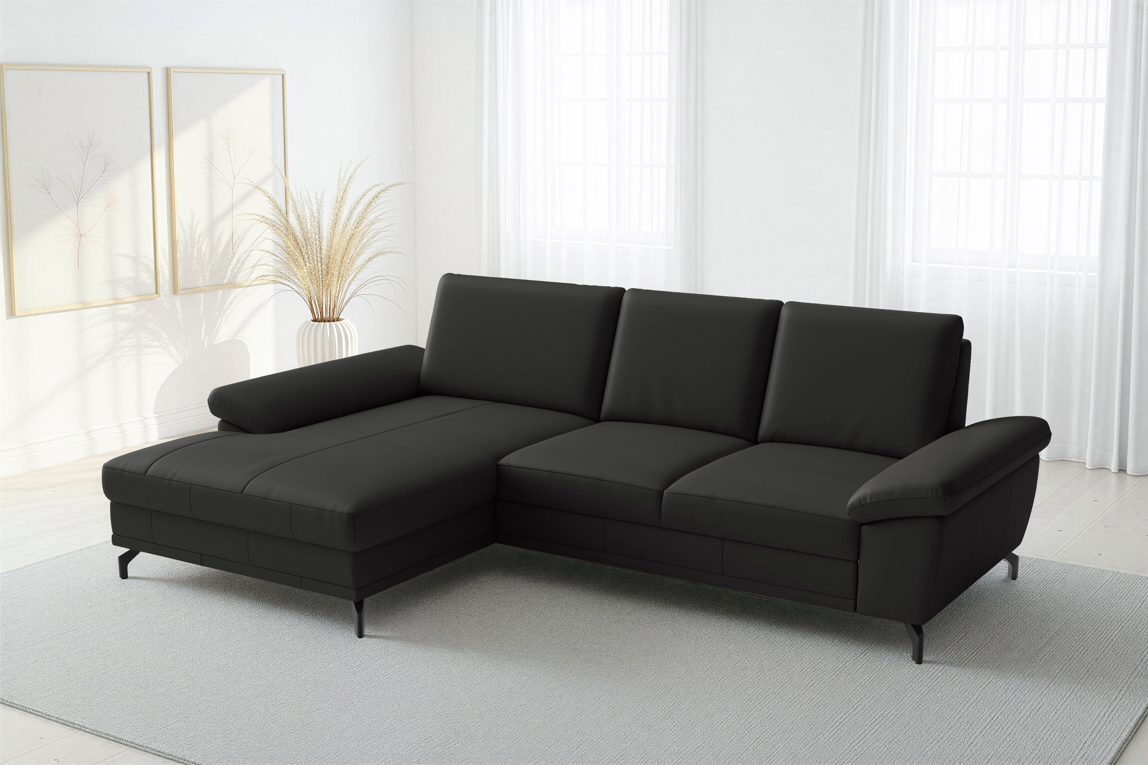 sit&more Ecksofa "Chelsea L-Form, B: 264 cm, Leder, inkl. Sitztiefen-&Armteilverstellung" optional mit Schlaffunktion und Bettkasten