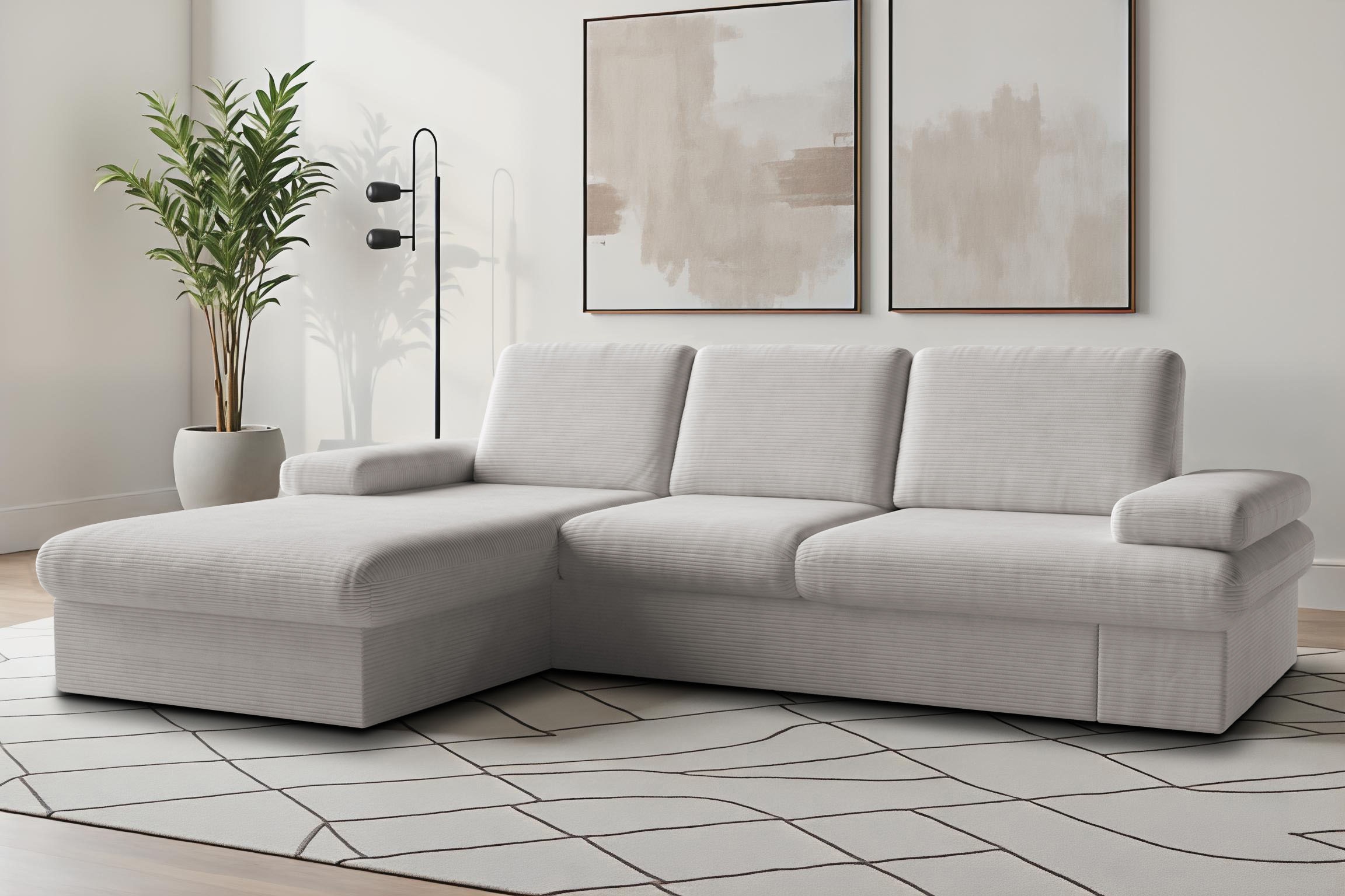 sit&more Ecksofa "Moreno L-Form, B: 247 cm" mit Armteilverstellung, optional Schlaffunktion