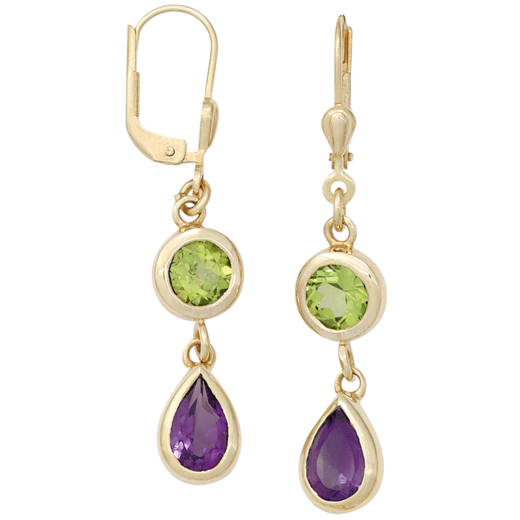 JOBO Paar Ohrhänger »Ohrringe mit Amethyst und Peridot«