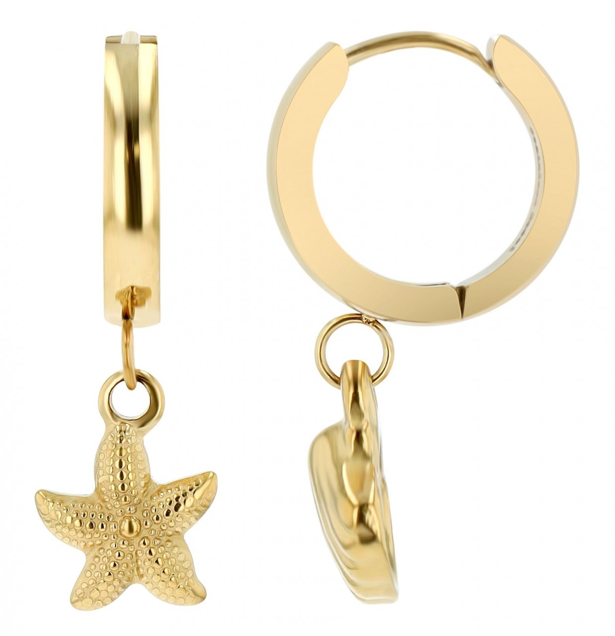 Adelia's Steel Star Hoop Earrings Silver 12mm