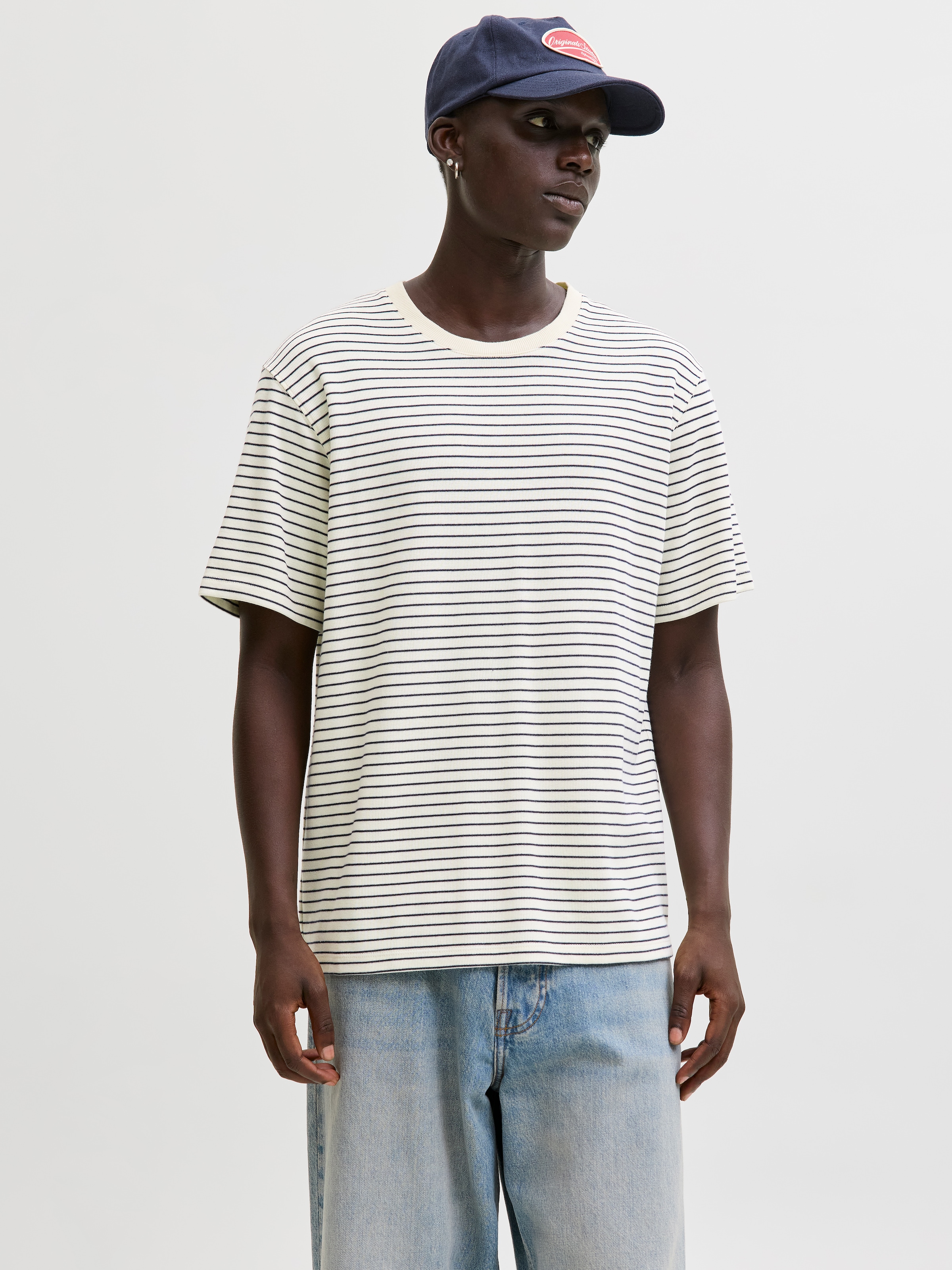 Jack & Jones Rundhalsshirt »JJEDOVER STRIPED TEE SS CREW NECK SN« mit Streifendesign