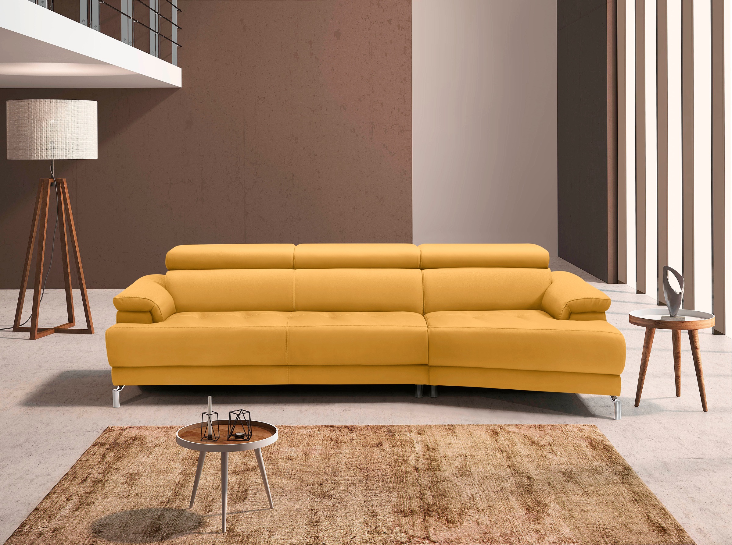 Egoitaliano Ecksofa »Soul, extravagantes Designsofa, Megasofa, super bequem, tolle Details«, mit Trapez-Abschlußelement, inkl verstellbarer Kopfteile