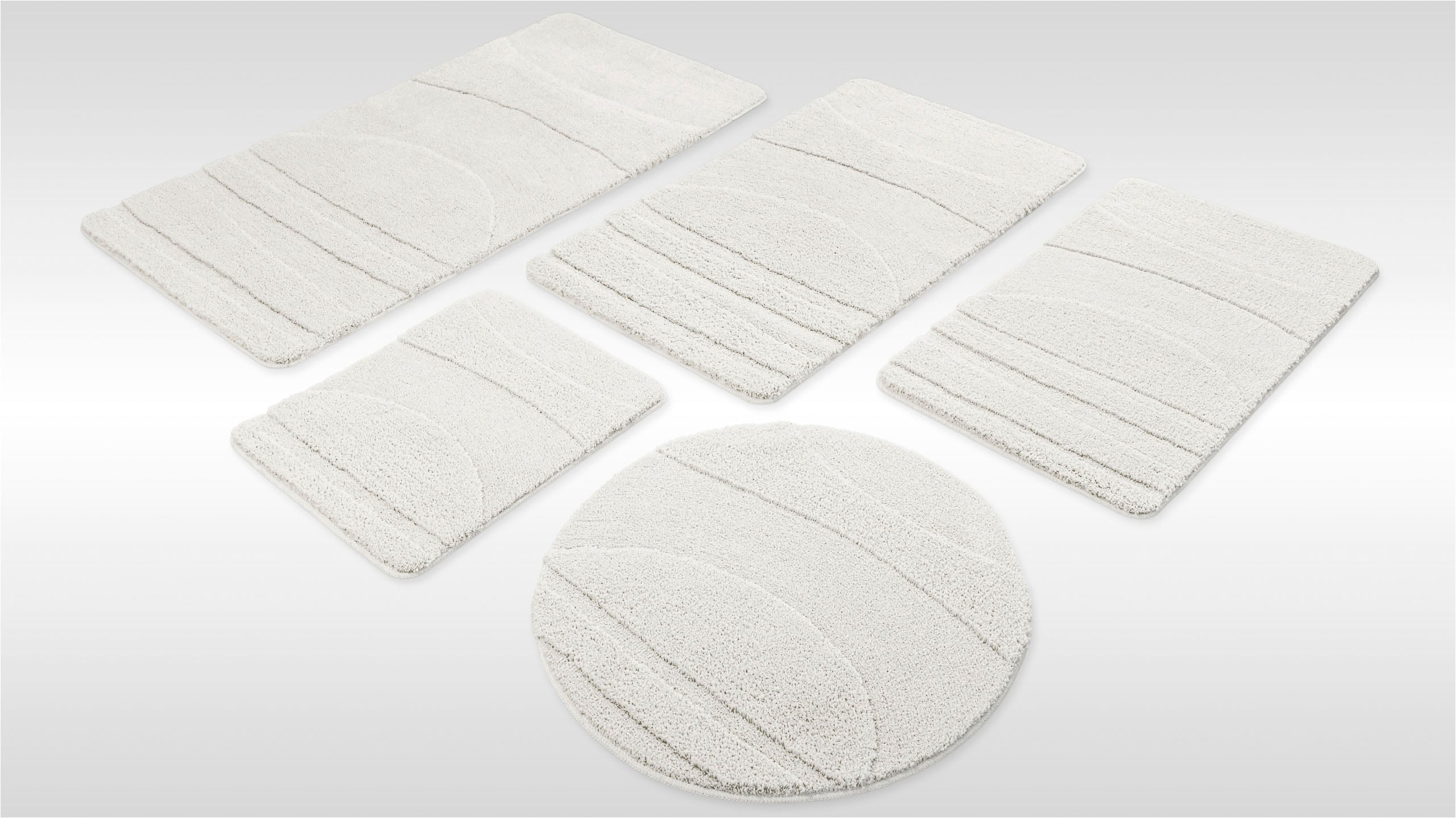 Wecon home "Marc" Höhe 25 mm rutschhemmend beschichtet schnell trocknend Badteppich, Hoch-Tief-Linien, weich, rutschhemmend, waschbar, getuftet