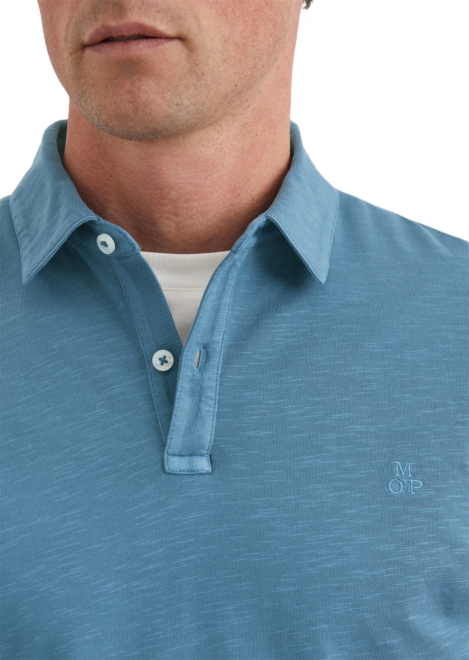 Marc O'Polo Langarm-Poloshirt »in softem Slub-Jersey«