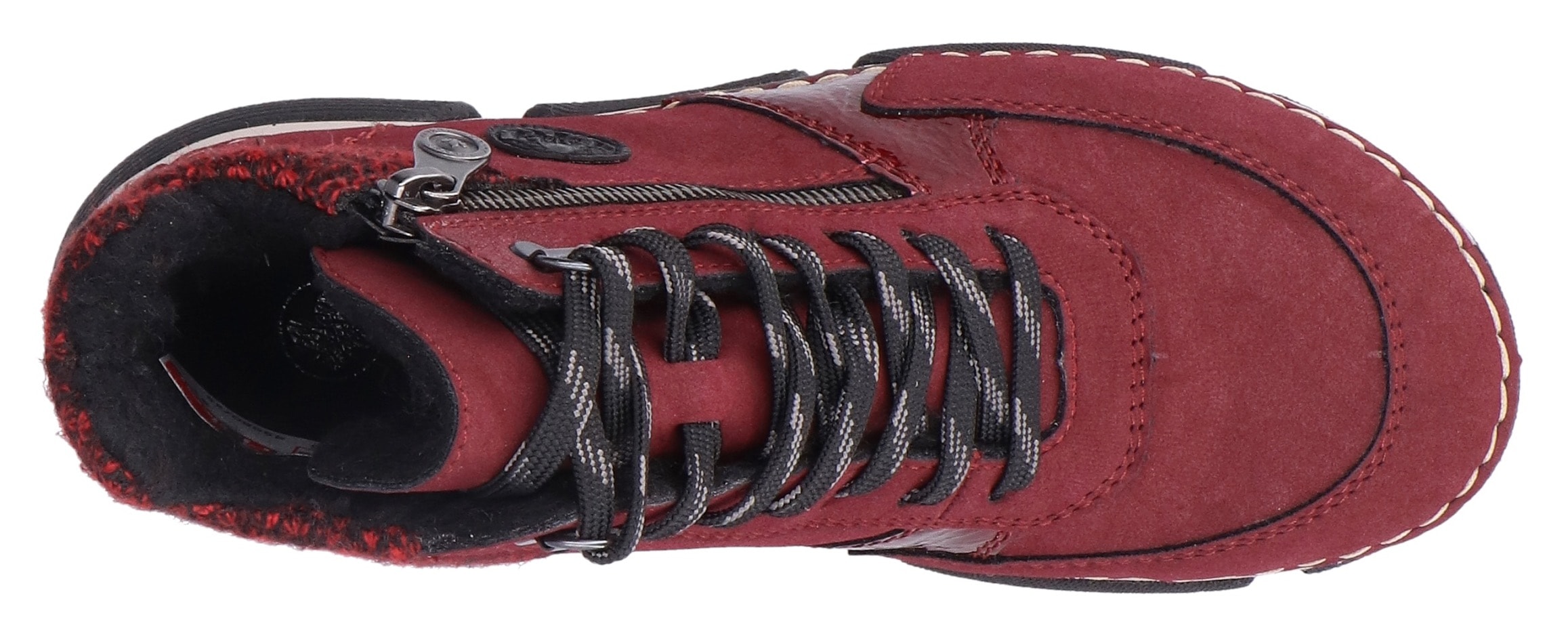 Rieker Winterboots, Schnürstiefelette, Schnürboots mit Textil-Besatz am Schaftrand