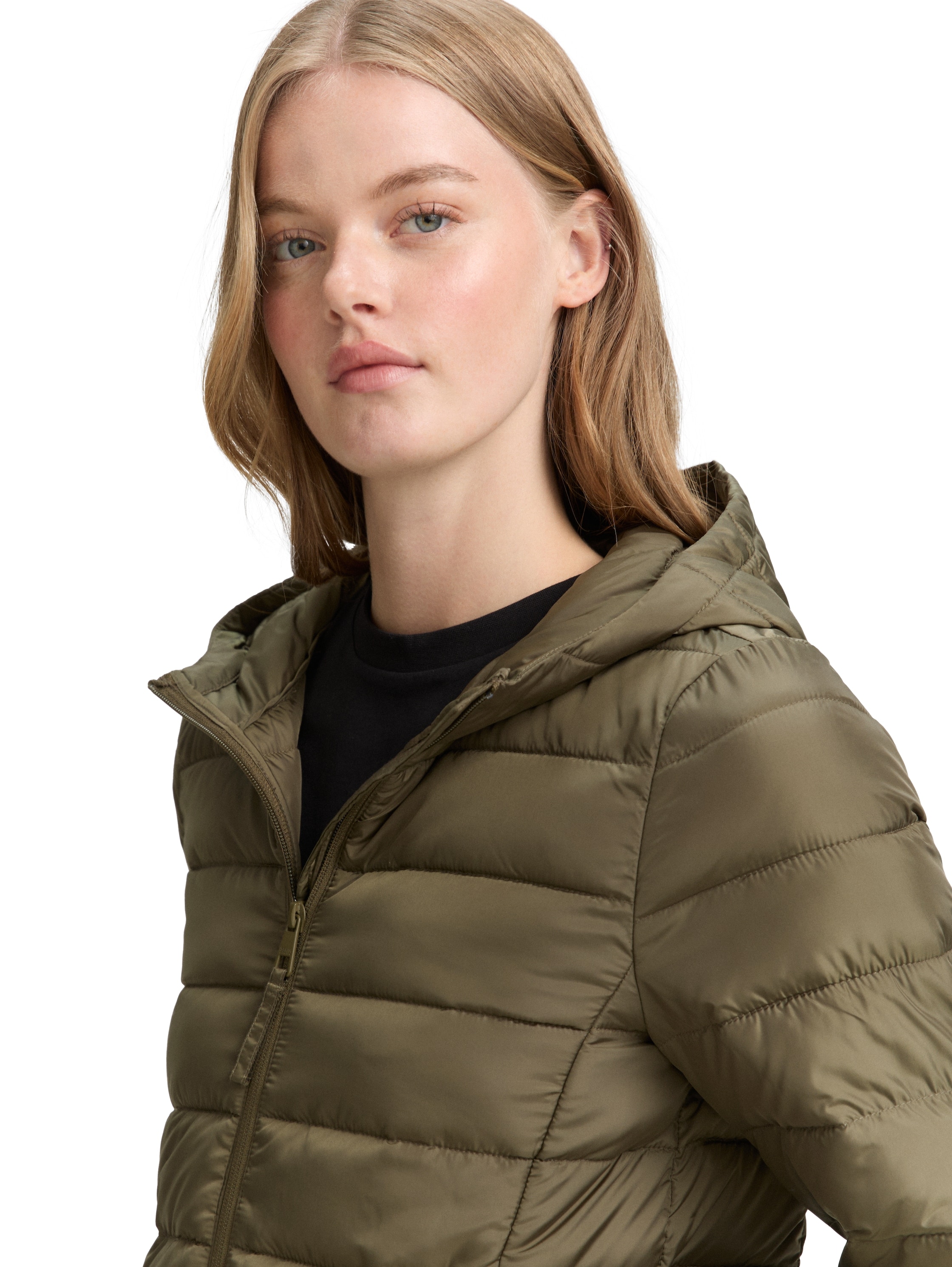 TOM TAILOR Denim Steppjacke, mit Kapuze, mit Kapuze