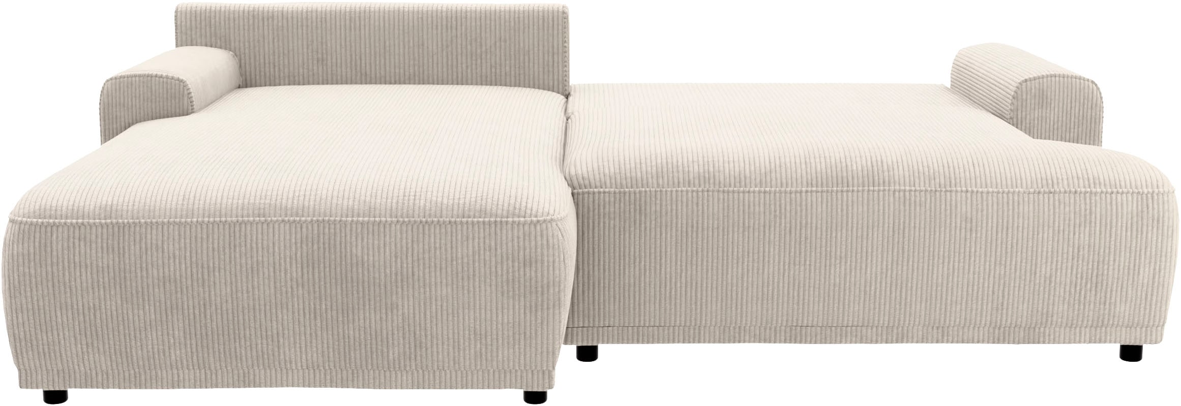 TRENDMANUFAKTUR Ecksofa »Fordon, Schlafsofa mit Bettkasten, Couch in L-Form, Breite 250 cm«, in Cordstoff HYPER, cream, Recamiere links