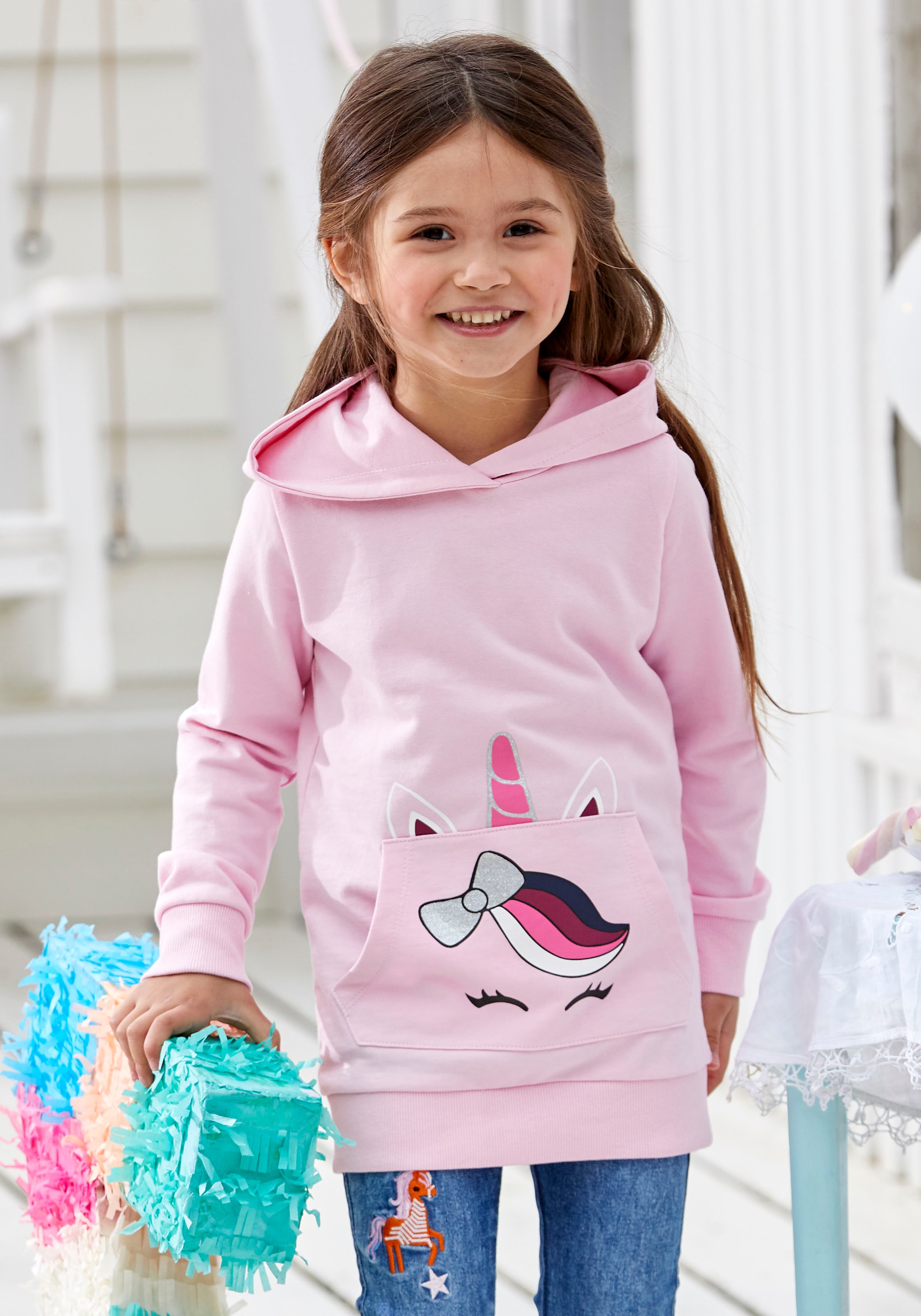 Longsweatshirt »für kleine Mädchen«, mit niedlichem Taschendruck