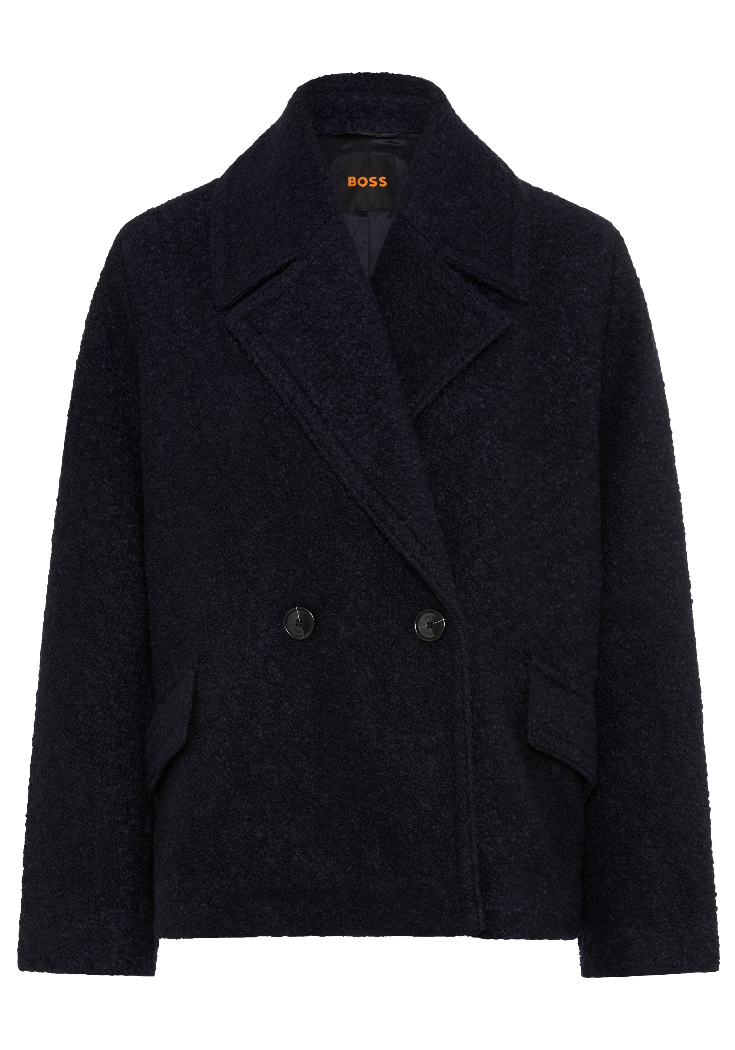 BOSS ORANGE Kurzmantel "Caban Premium Damenmode" mit Wolle, Loose Fit