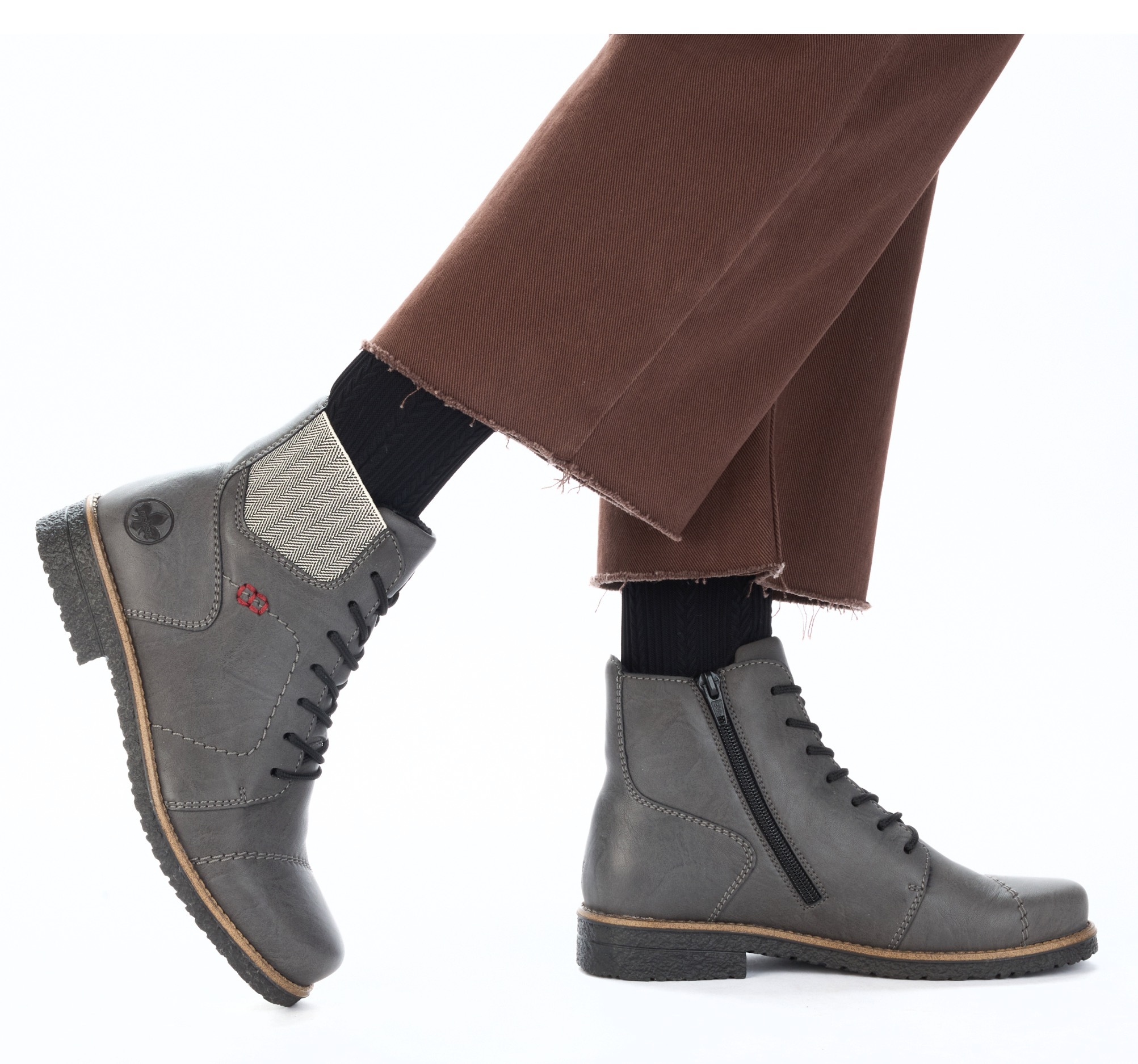 Rieker Schnürstiefelette, Schnürboots, Herbststiefelette, Blockabsatz, mit weicher Innensohle