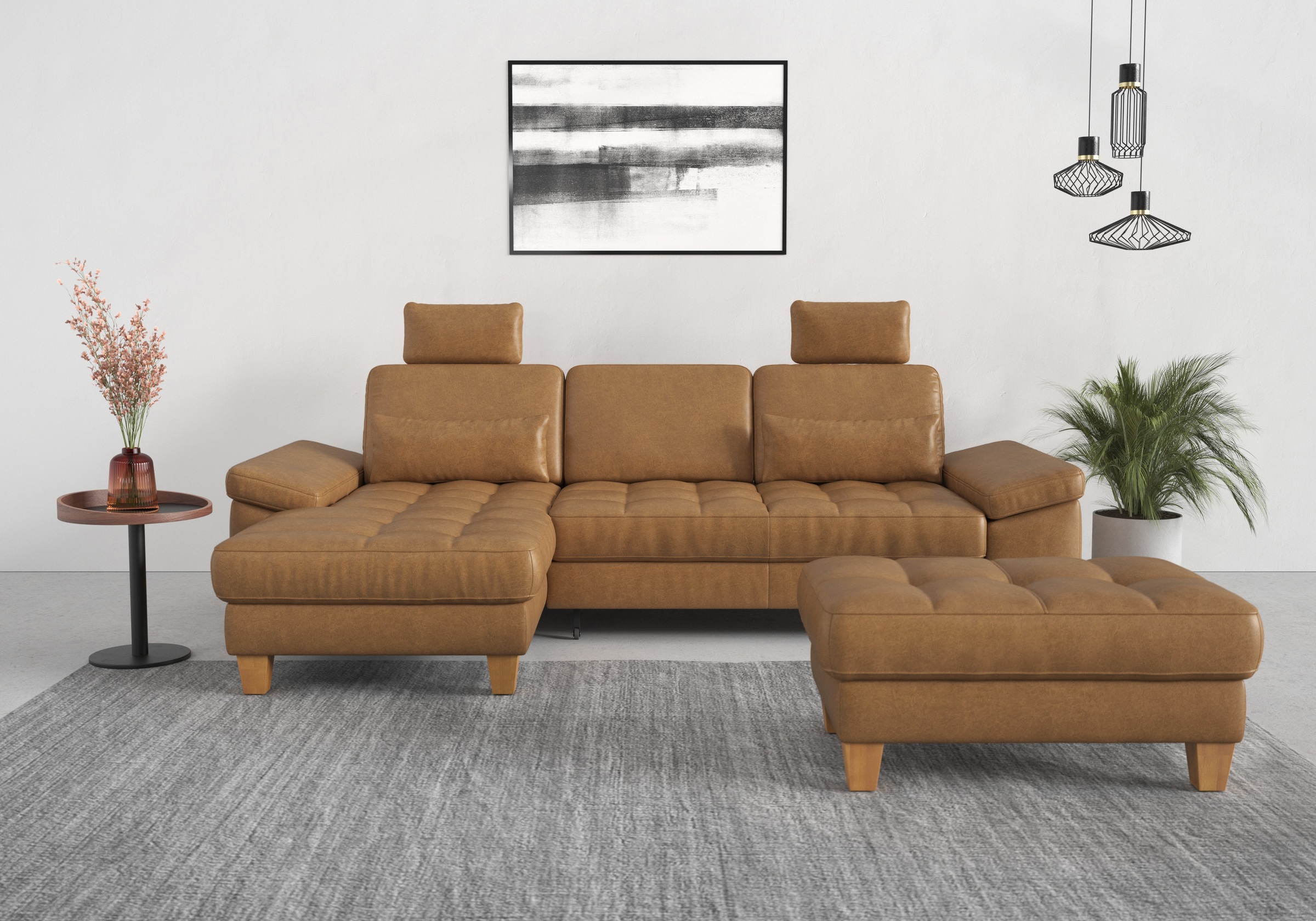 sit&more Ecksofa »Westham L-Form«, mit Recamiere, mit oder ohne Bettfunktion, Bettkasten, Füße Eiche