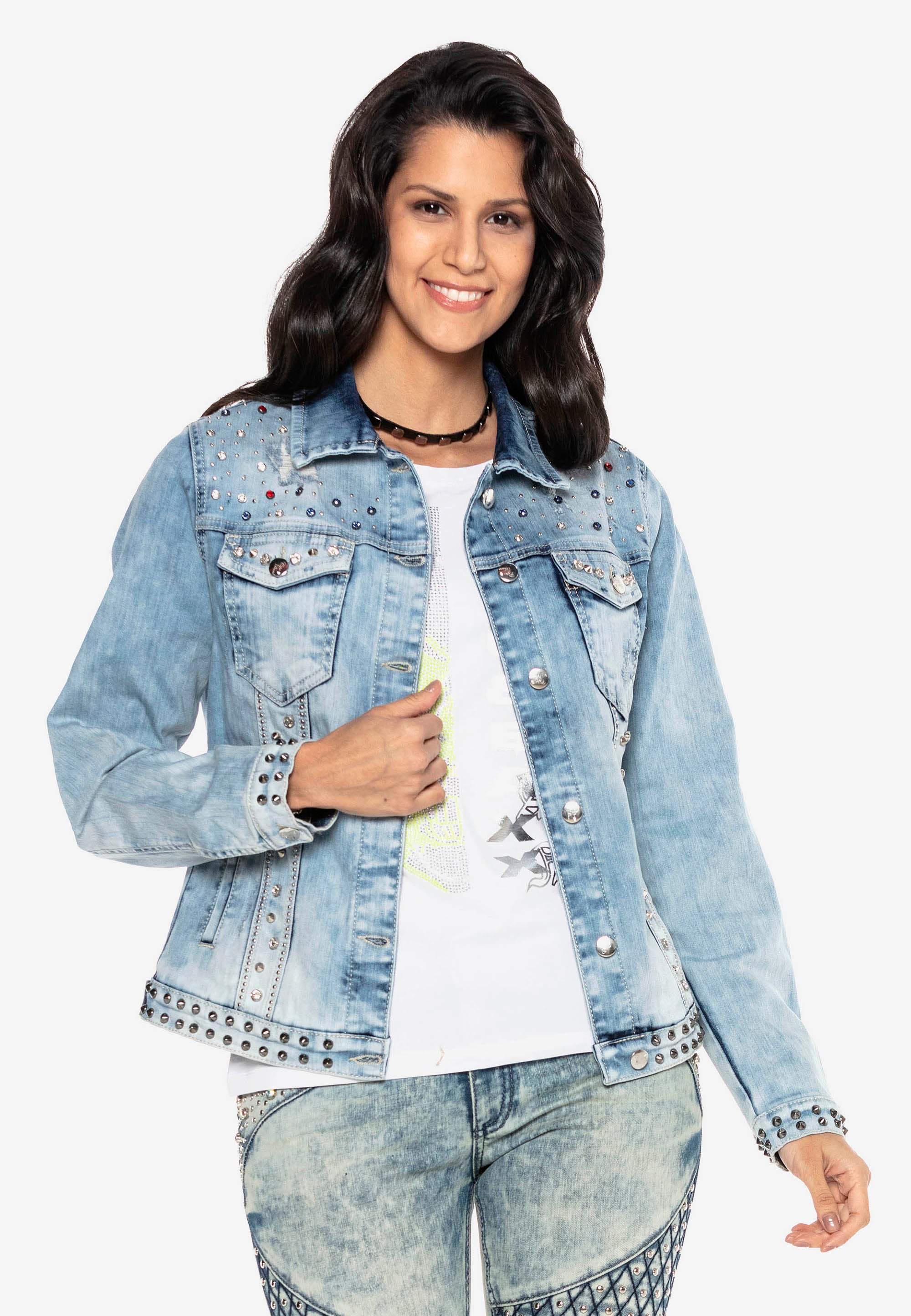 Cipo & Baxx Jeansjacke, mit auffälligen Applikationen