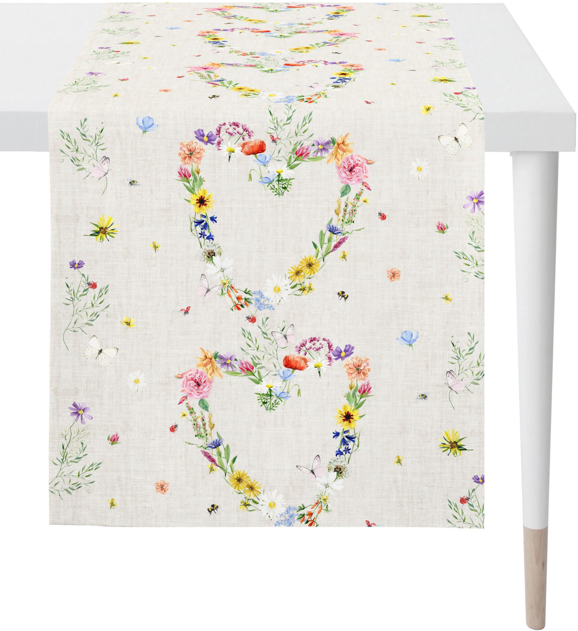 APELT Tischläufer »6816 SPRINGTIME, Frühjahrsdeko, Frühling«, (1 St.),  Digitaldruck, mit Motiv in Herzform, aus Frühlingsblumen | BAUR