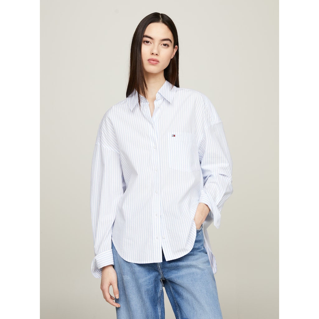 Tommy Jeans Blusentop »TJW SP OVR STRIPE SHIRT«, Mit Tommy Jeans Markenlabel