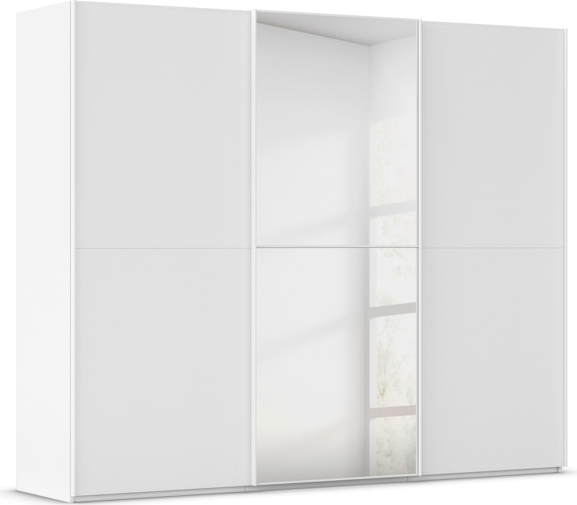 rauch Schwebetürenschrank "Kleiderschrank Schrank Garderobe Schlafzimmerschrank SCALE-DUO" edle zweigeteilte Türen, Spiegel und 3 Zierleisten MADE IN GERMANY