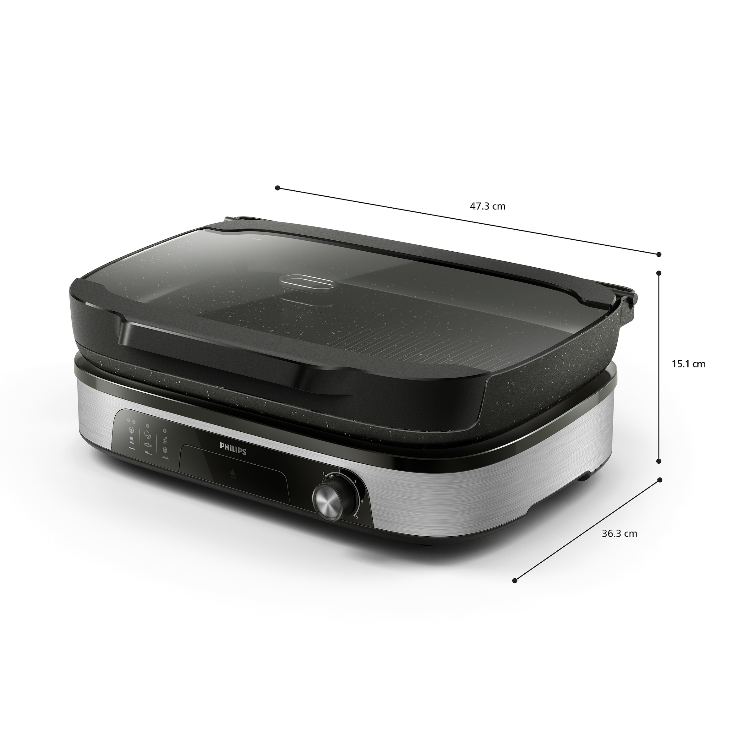 Philips Tischgrill »HD6212/90 5000 Series, Smoker und Aromainfusor«, 2400 W, mit einstellbarer Temperatur u. Grillfläche von 1250 cm²