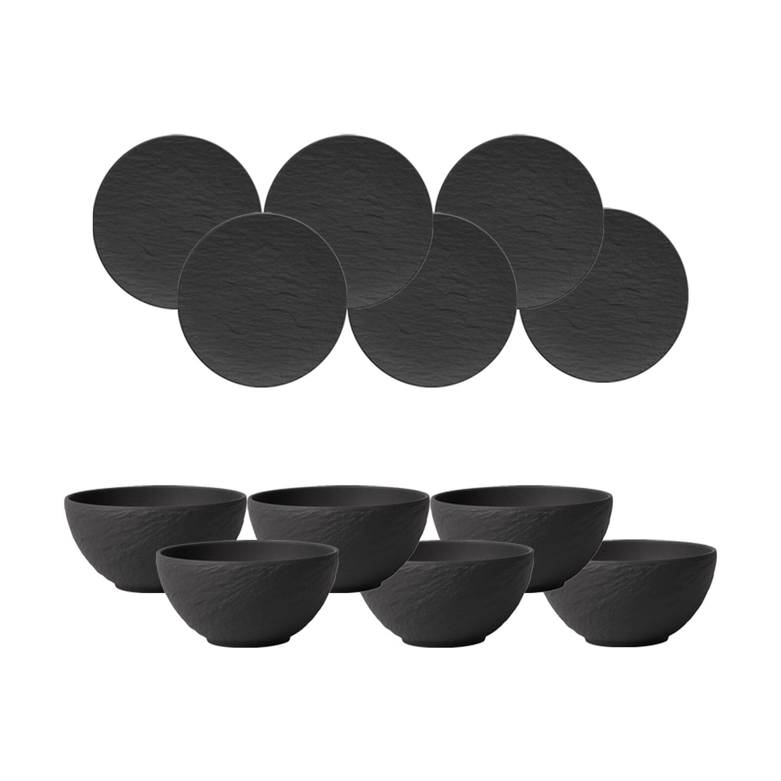 Villeroy & Boch Geschirr-Set "Bowl Set Manufacture Rock schwarz" Spülmaschinengeeignet, Mikrowellenfest