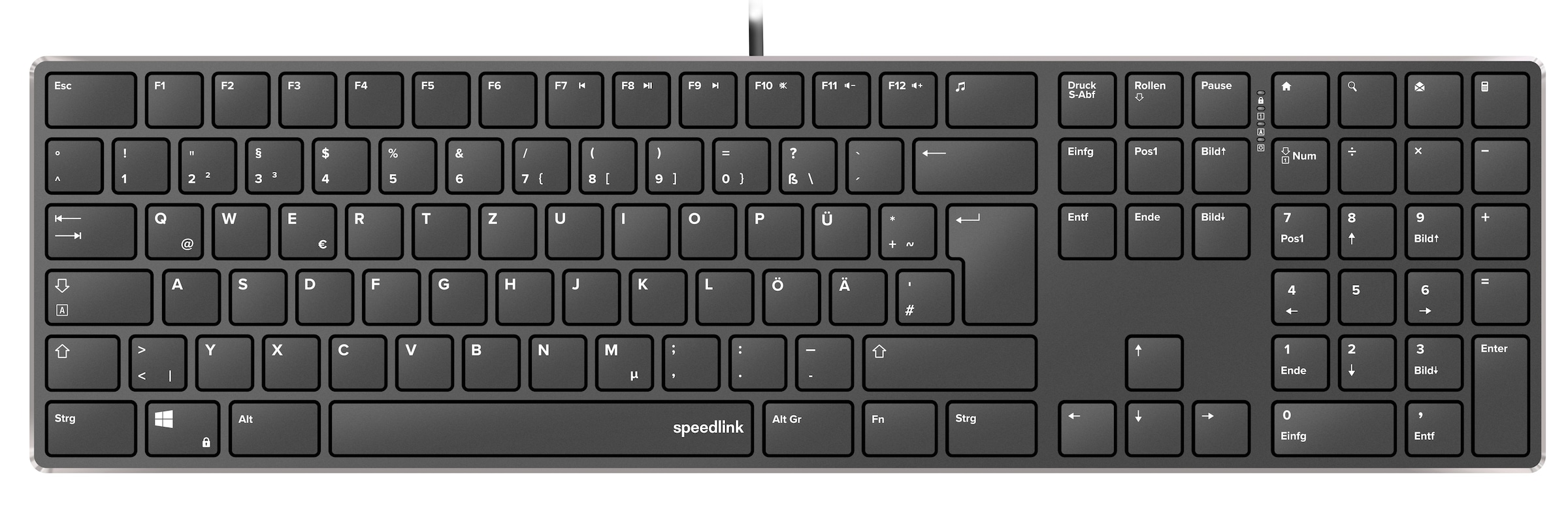 Speedlink Tastatur »RIVA Slim Metal Scissor Keyboard, SATEEN Ergonomic Wrist Rest«, inkl. Handgelenkauflage