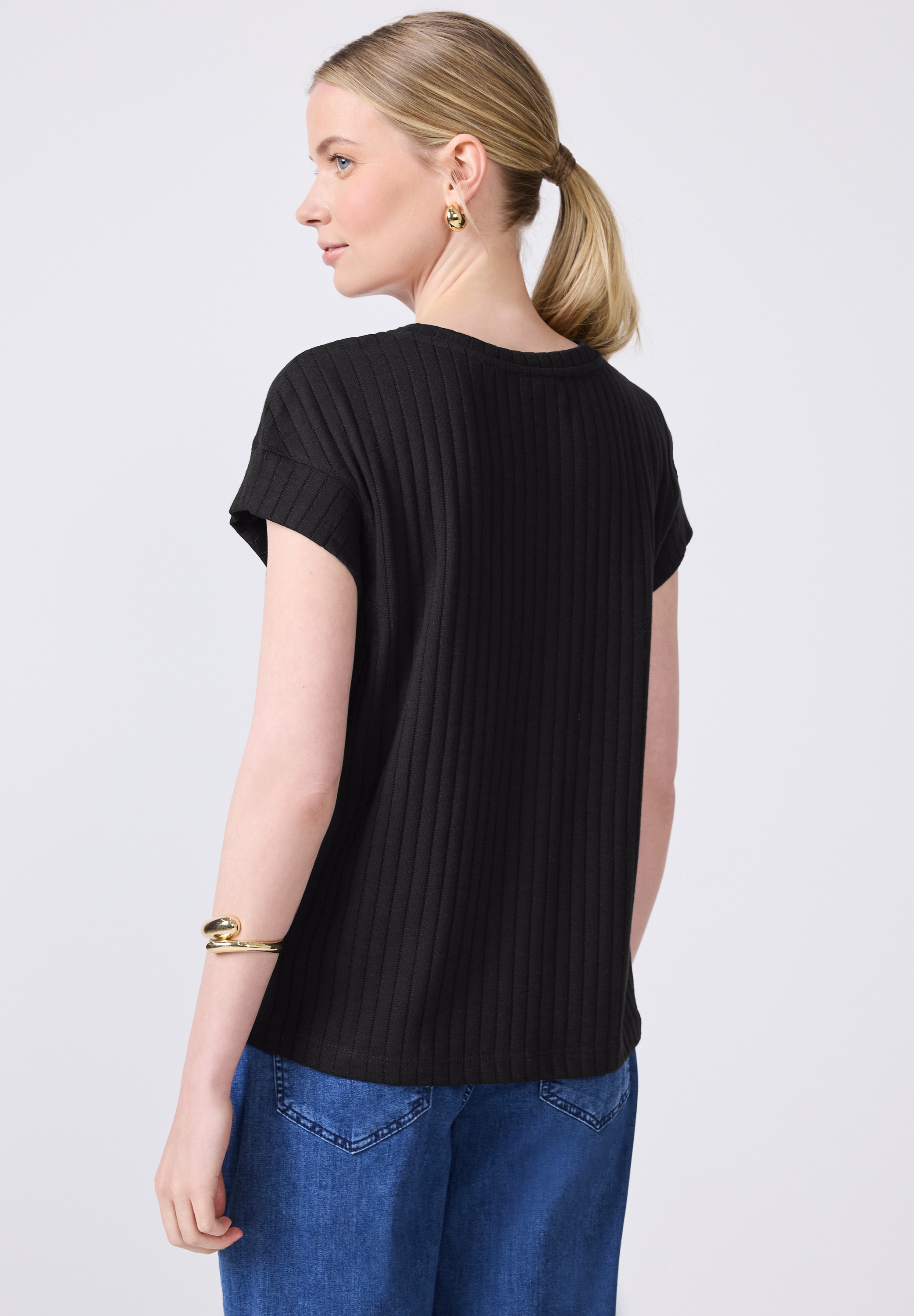 STREET ONE STUDIO T-Shirt, aus softem Materialmix