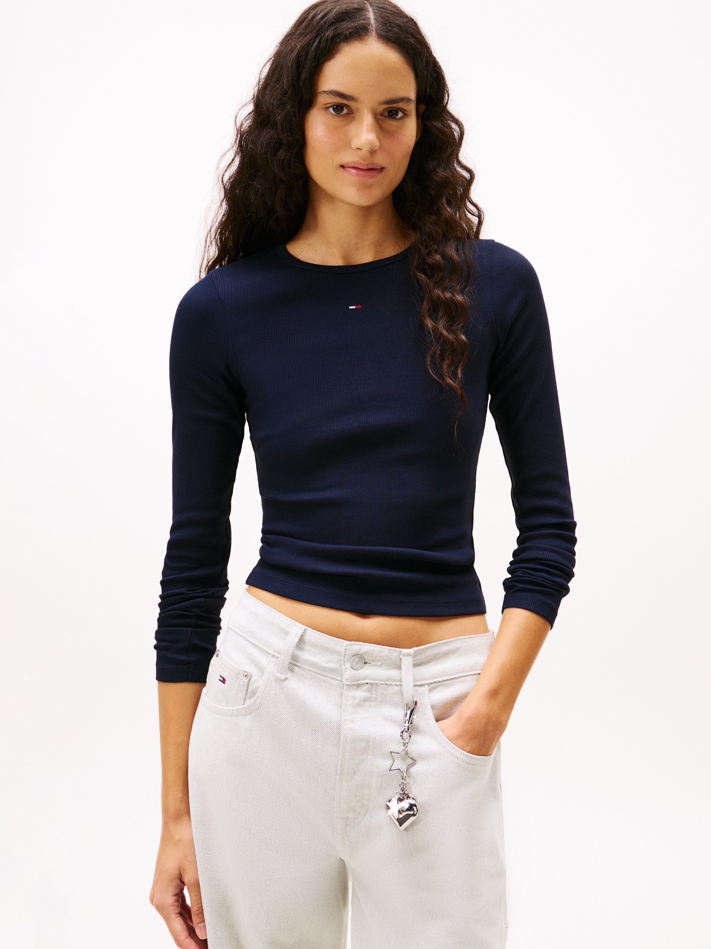 Thumbnail - Tommy Jeans Langarmshirt "TJW 2PACK SLIM ESSENTIAL RIB LS" Packung, 2er-Pack, 2 Stk. in Rippoptik, mit Logostickerei