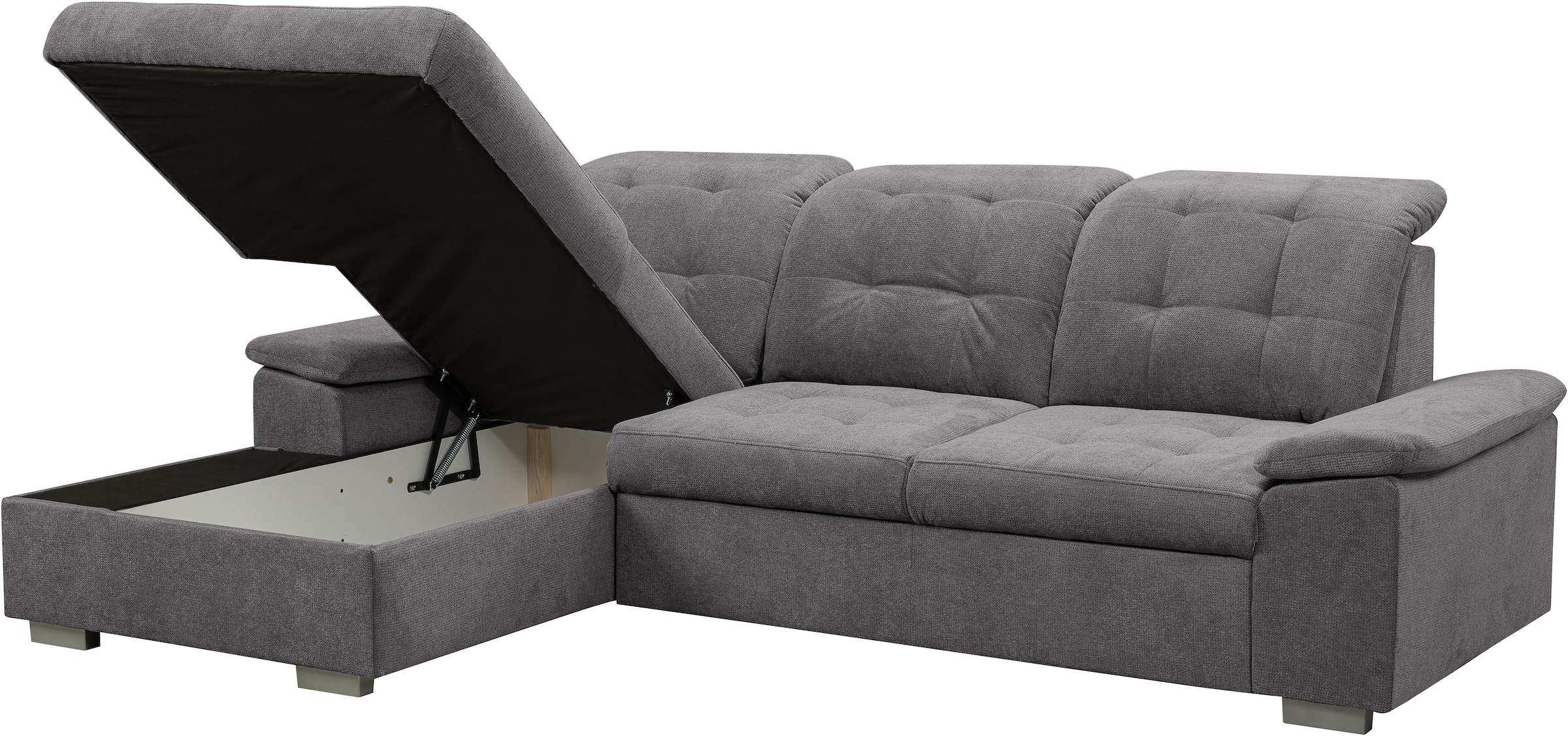 WERK2 Ecksofa Carmen, Sofa, Eckcouch mit Schlaffunktion, Bettkasten und Sitztiefenverstellung